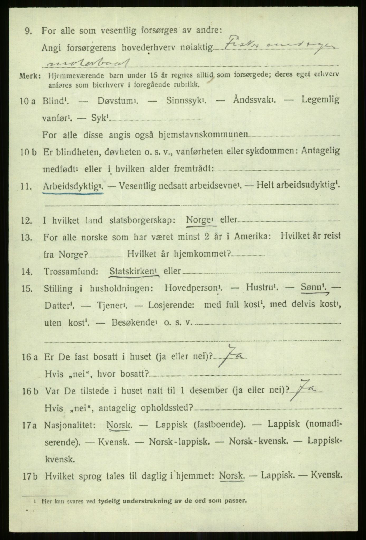 SATØ, 1920 census for Karlsøy, 1920, p. 3319