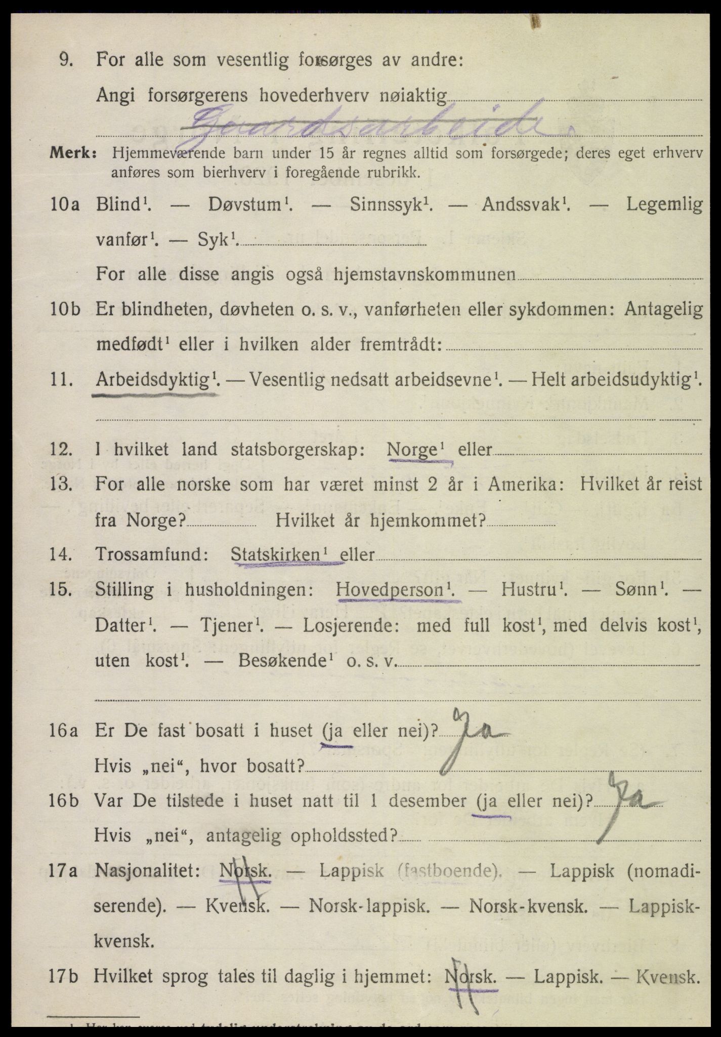 SAT, 1920 census for Verdal, 1920, p. 3732