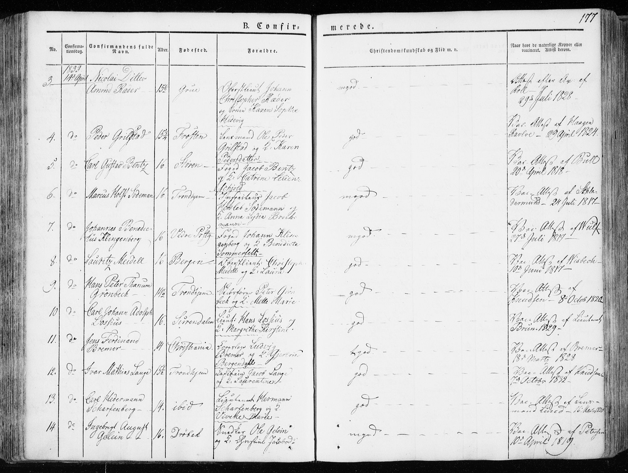 Ministerialprotokoller, klokkerbøker og fødselsregistre - Sør-Trøndelag, SAT/A-1456/601/L0047: Parish register (official) no. 601A15, 1831-1839, p. 177