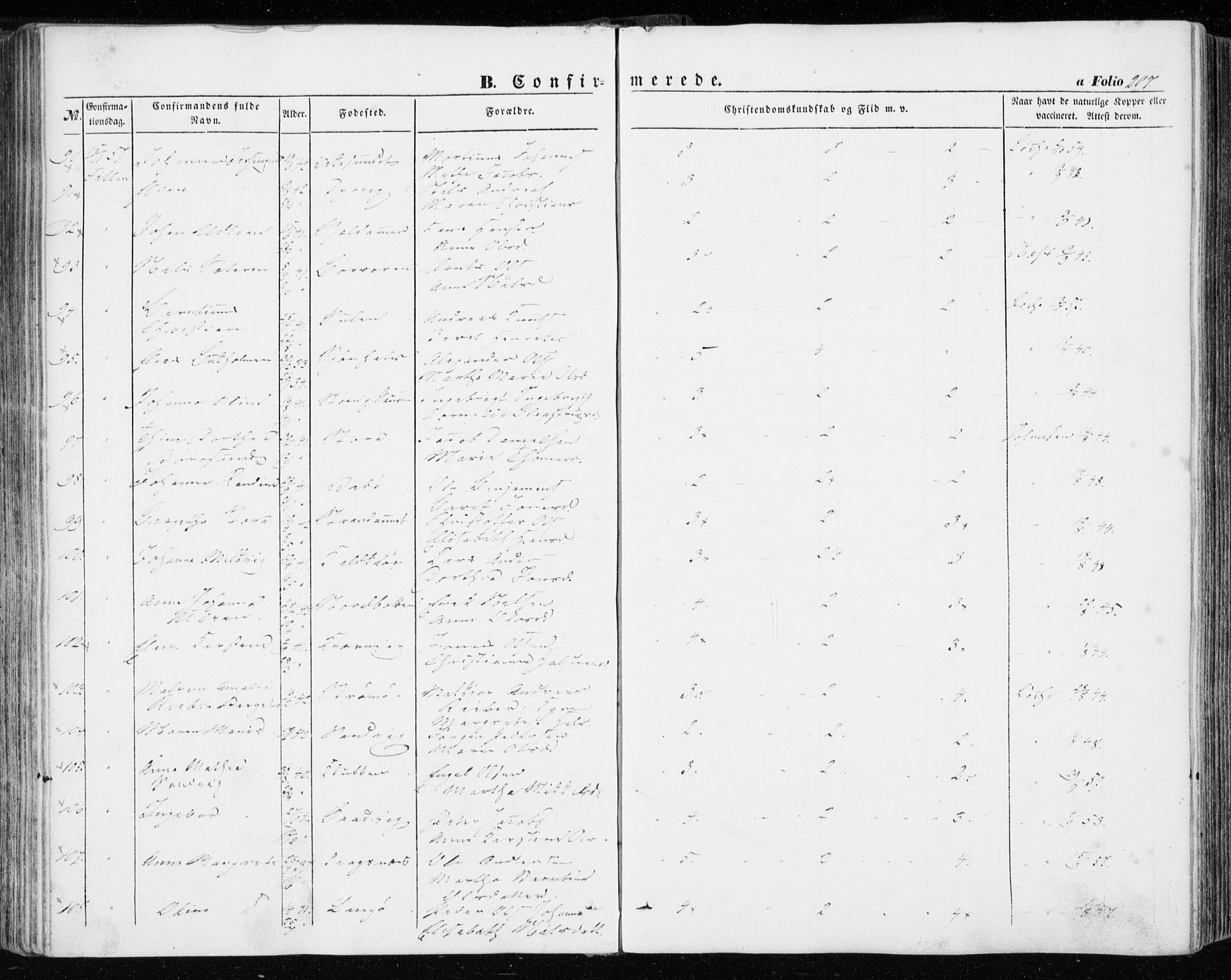 Ministerialprotokoller, klokkerbøker og fødselsregistre - Sør-Trøndelag, SAT/A-1456/634/L0530: Parish register (official) no. 634A06, 1852-1860, p. 207