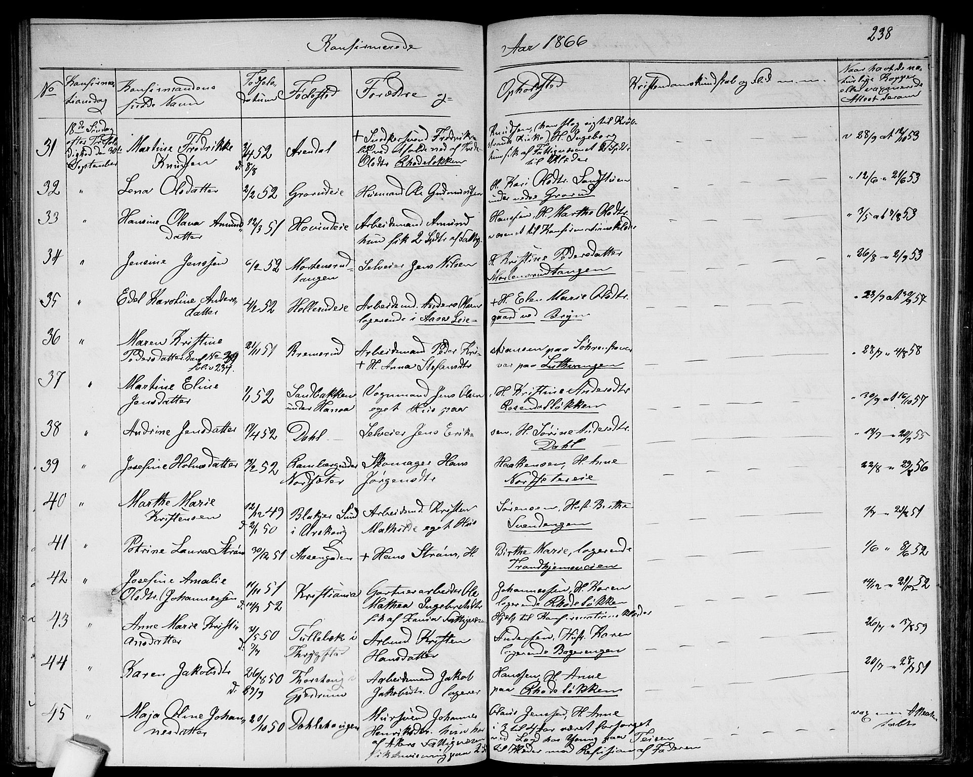 Østre Aker prestekontor Kirkebøker, SAO/A-10840/G/Ga/L0002: Parish register (copy) no. I 2, 1861-1867, p. 238