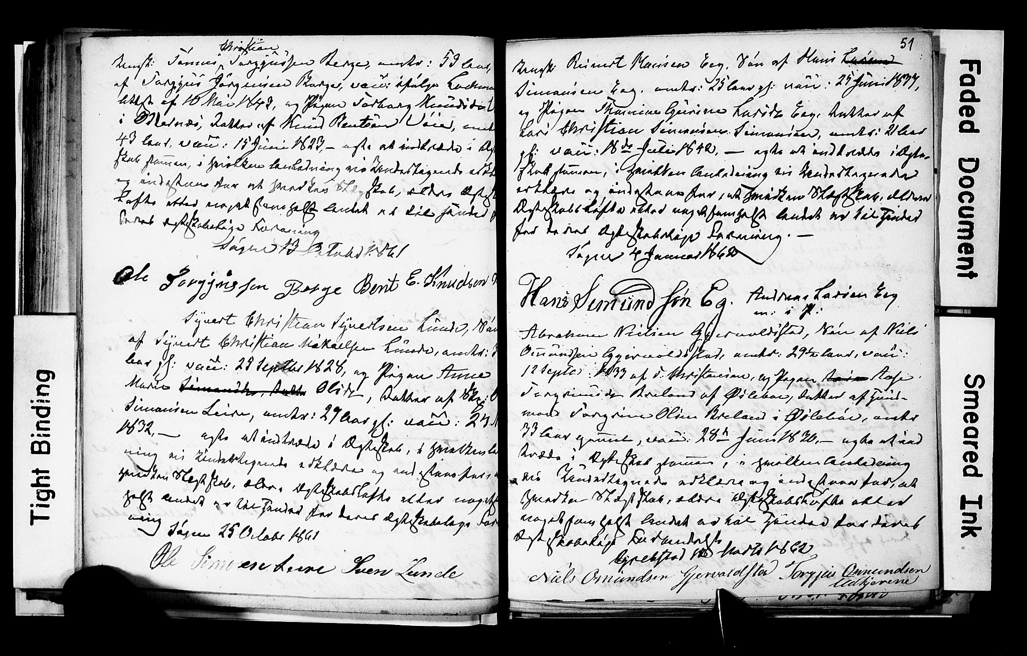 Søgne sokneprestkontor, SAK/1111-0037/F/Fe/L0001: Banns register no. A III 1, 1853-1870, p. 51