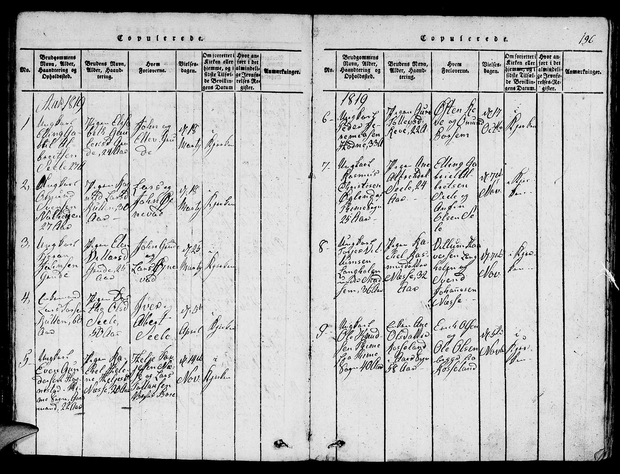 Klepp sokneprestkontor, SAST/A-101803/001/3/30BA/L0002: Parish register (official) no. A 2, 1816-1833, p. 196