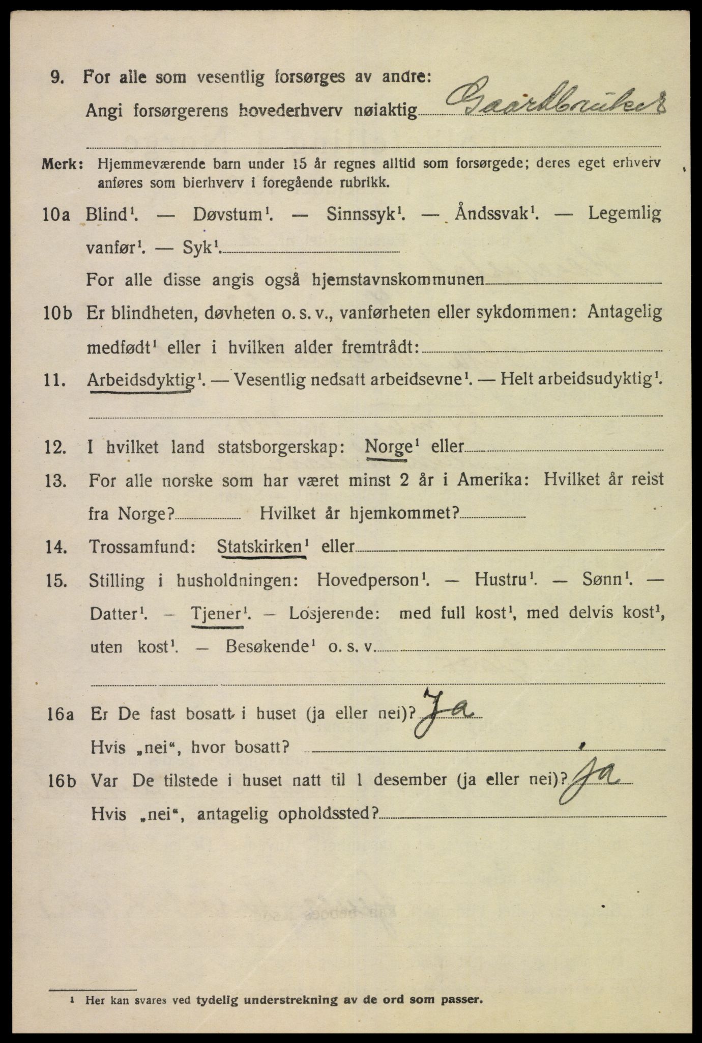 SAK, 1920 census for Hægebostad, 1920, p. 2108