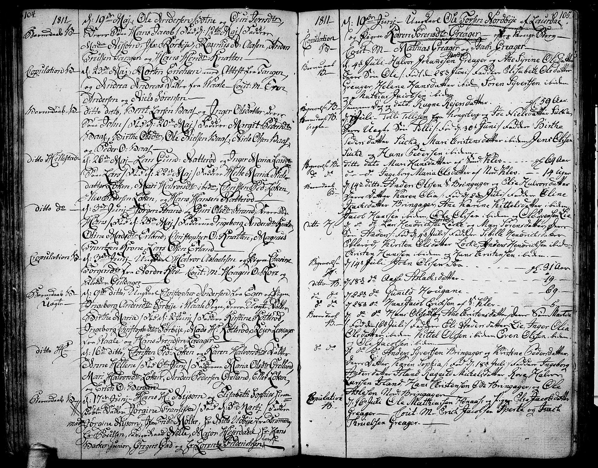 Botne kirkebøker, SAKO/A-340/F/Fa/L0003: Parish register (official) no. I 3 /1, 1792-1844, p. 104-105