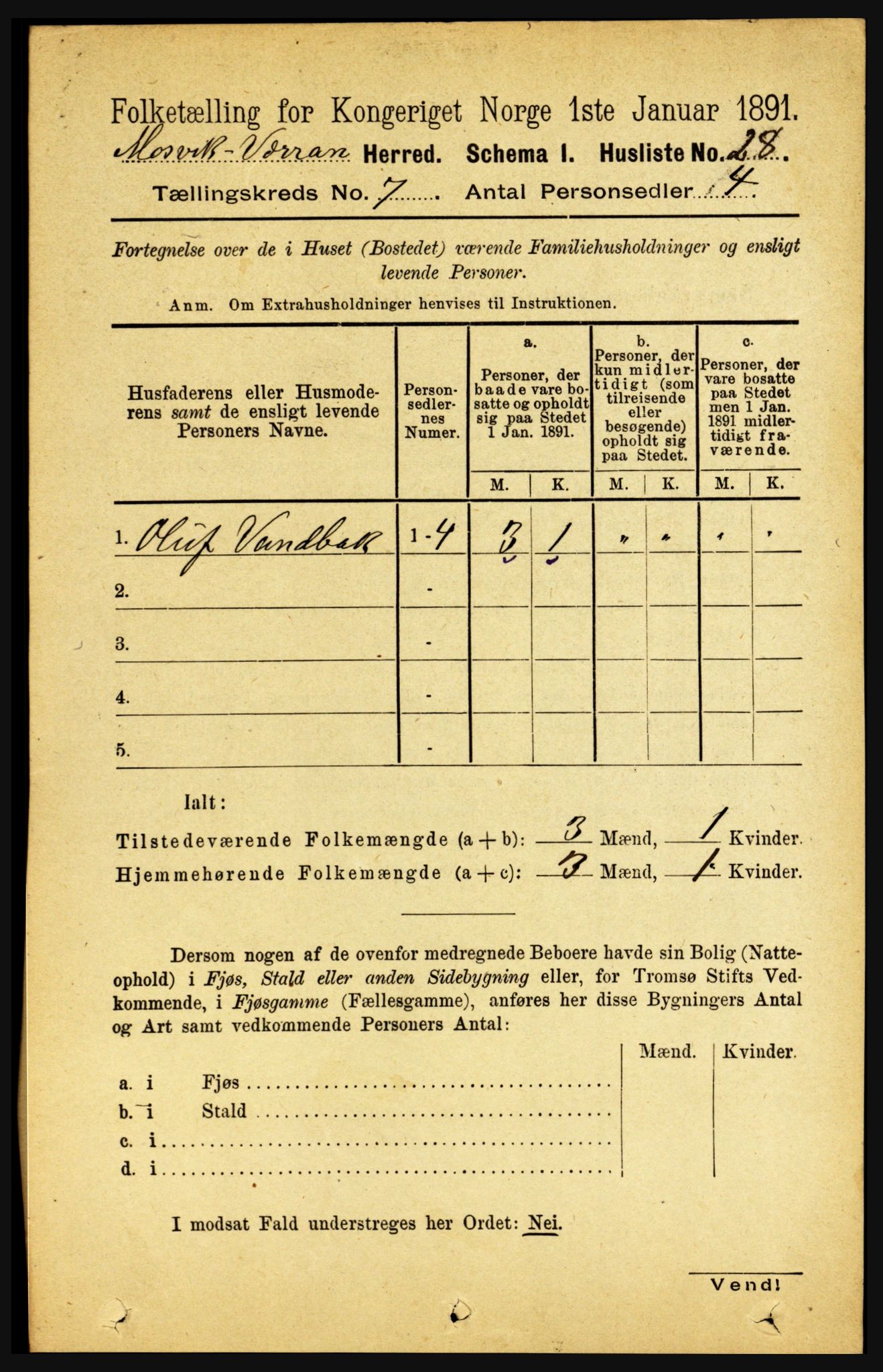 RA, 1891 census for 1723 Mosvik og Verran, 1891, p. 2877