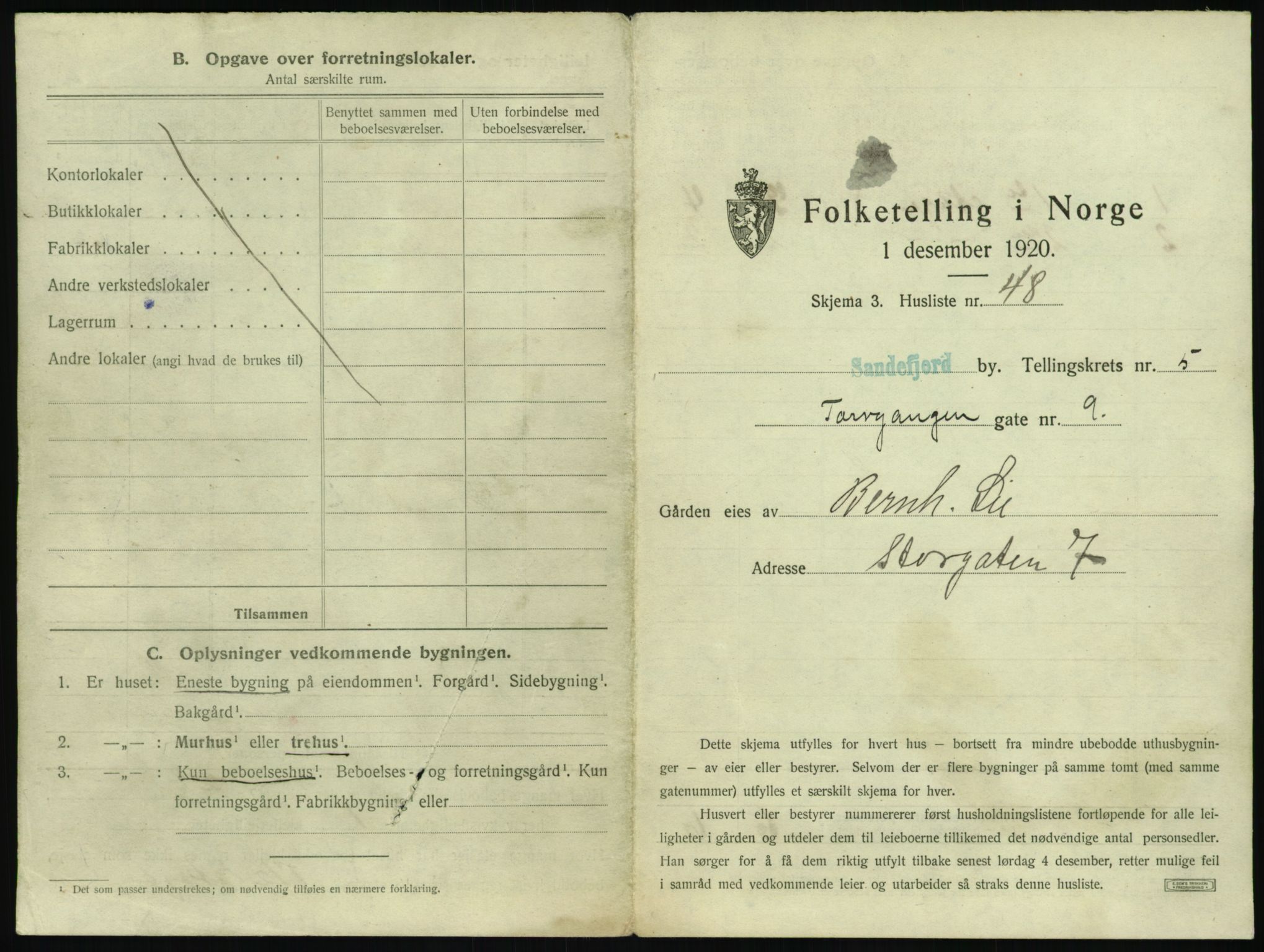 SAKO, 1920 census for Sandefjord, 1920, p. 710