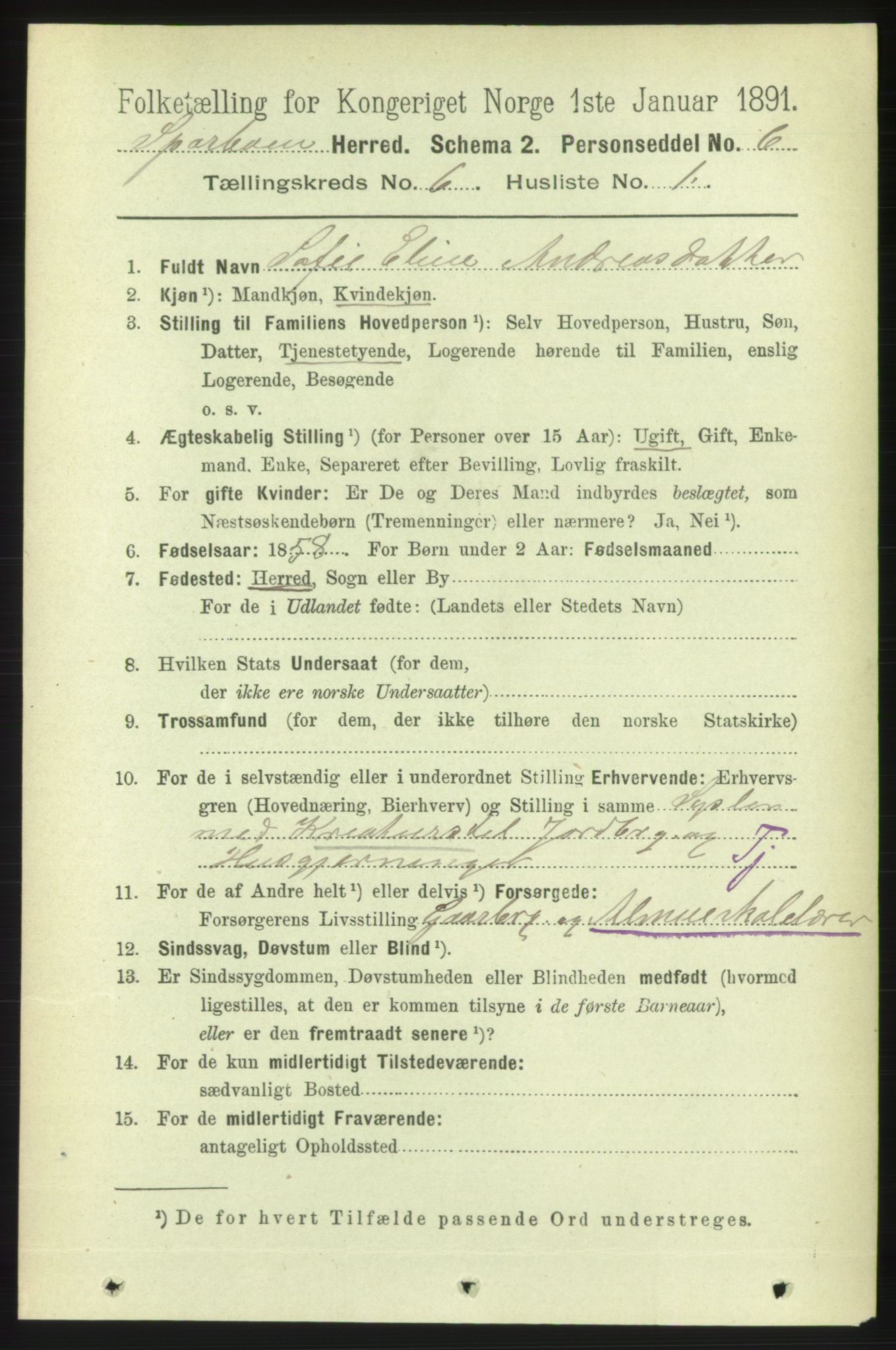 RA, 1891 census for 1731 Sparbu, 1891, p. 2157