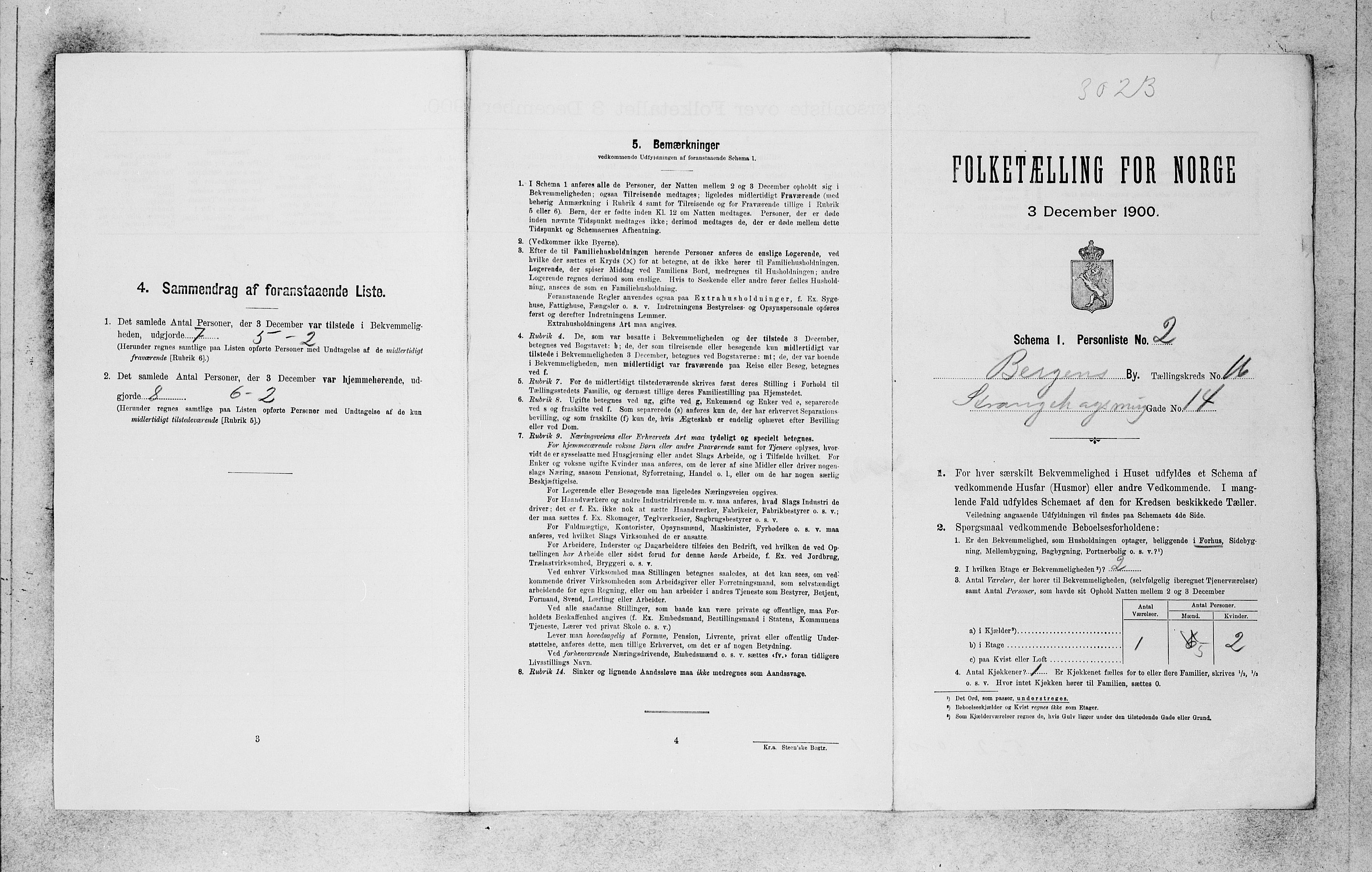 SAB, 1900 census for Bergen, 1900, p. 2995