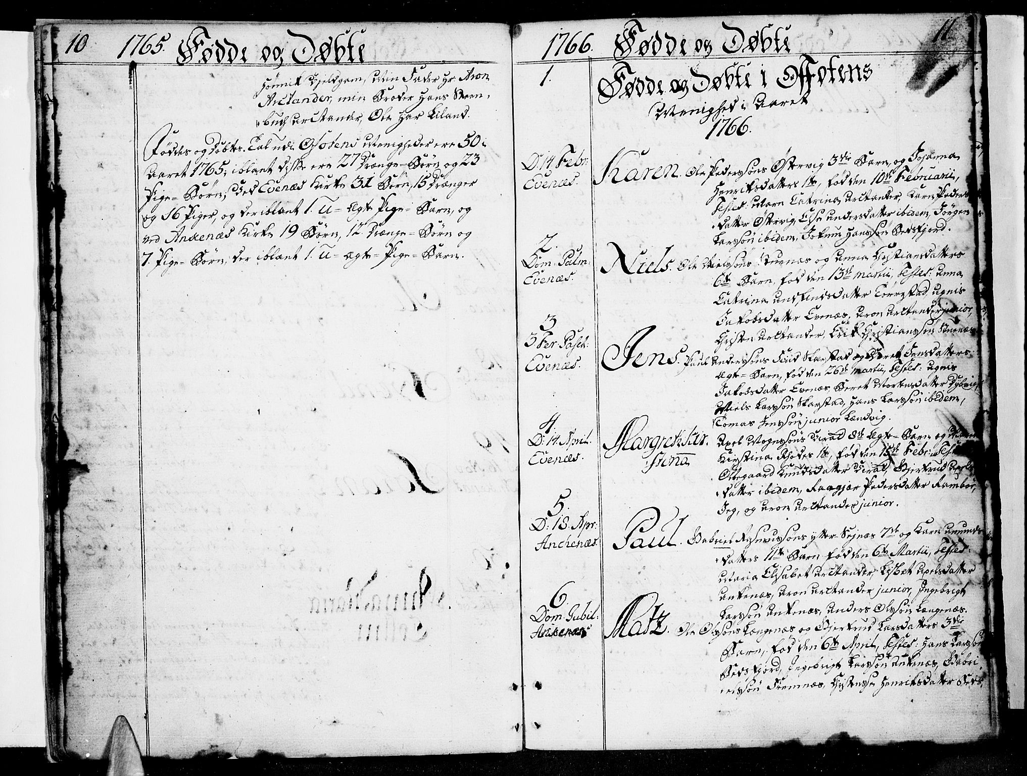 Ministerialprotokoller, klokkerbøker og fødselsregistre - Nordland, SAT/A-1459/863/L0892: Parish register (official) no. 863A04, 1765-1794, p. 10-11