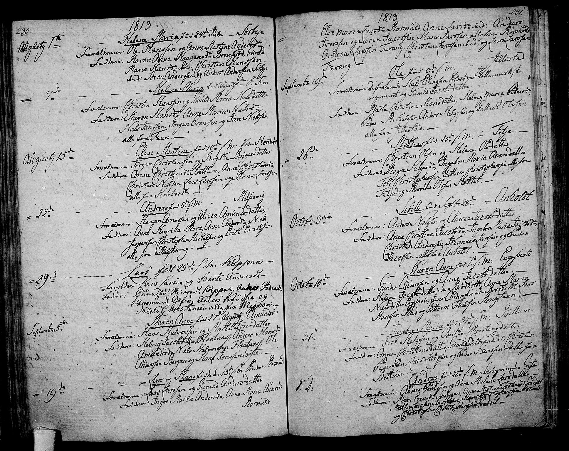 Stokke kirkebøker, AV/SAKO-A-320/F/Fa/L0004: Parish register (official) no. I 4, 1804-1815, p. 230-231