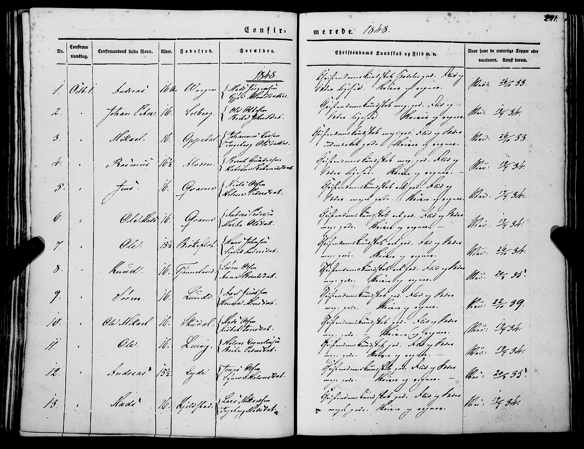 Gaular sokneprestembete, SAB/A-80001/H/Haa: Parish register (official) no. A 4I, 1840-1859, p. 241