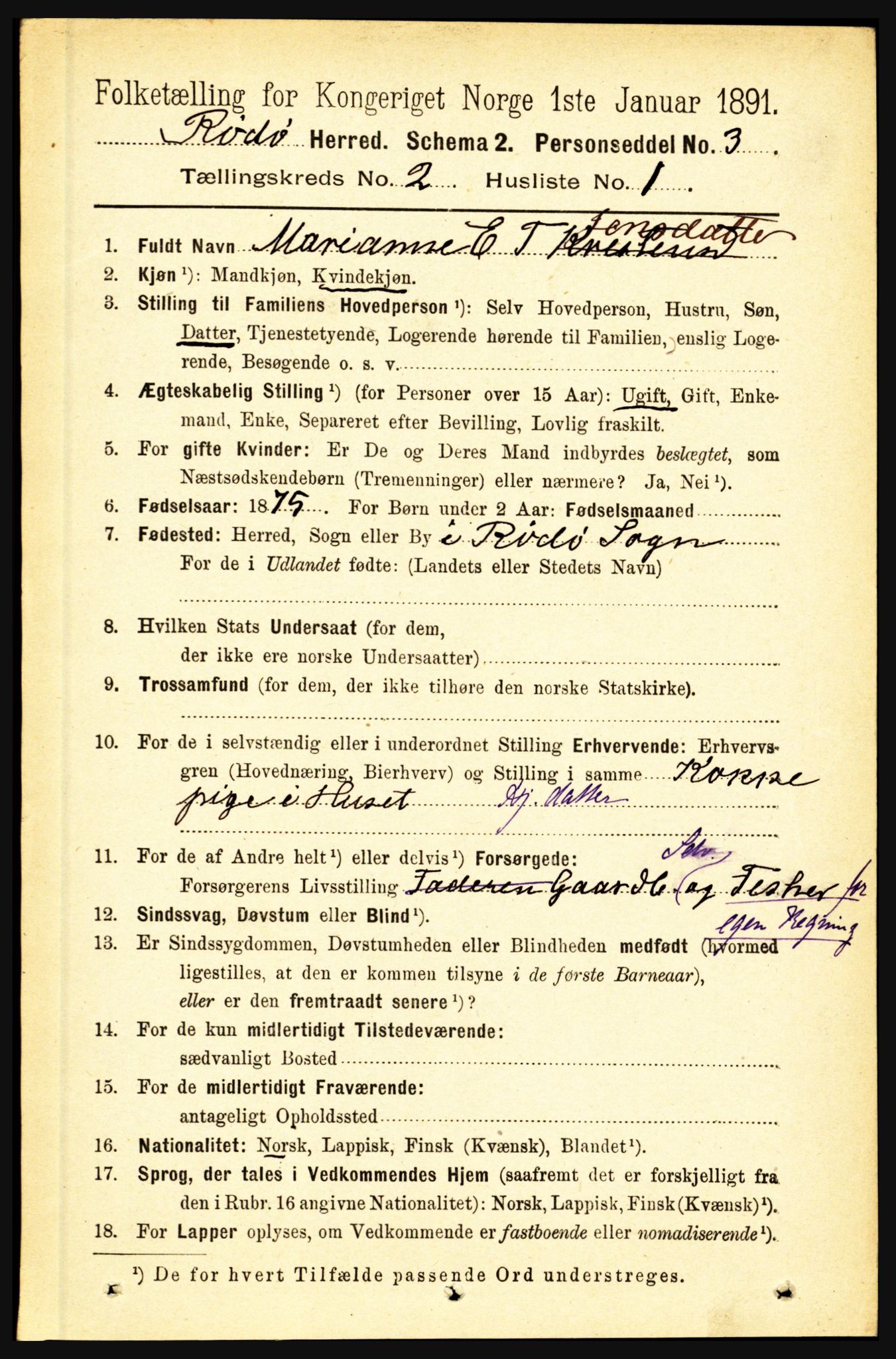 RA, 1891 census for 1836 Rødøy, 1891, p. 233