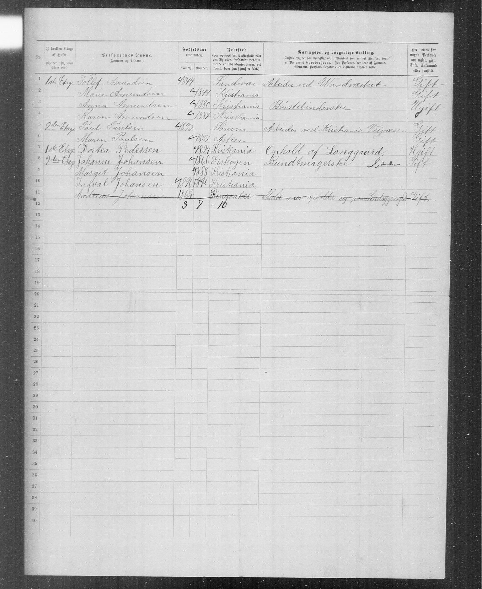 OBA, Municipal Census 1899 for Kristiania, 1899, p. 6116