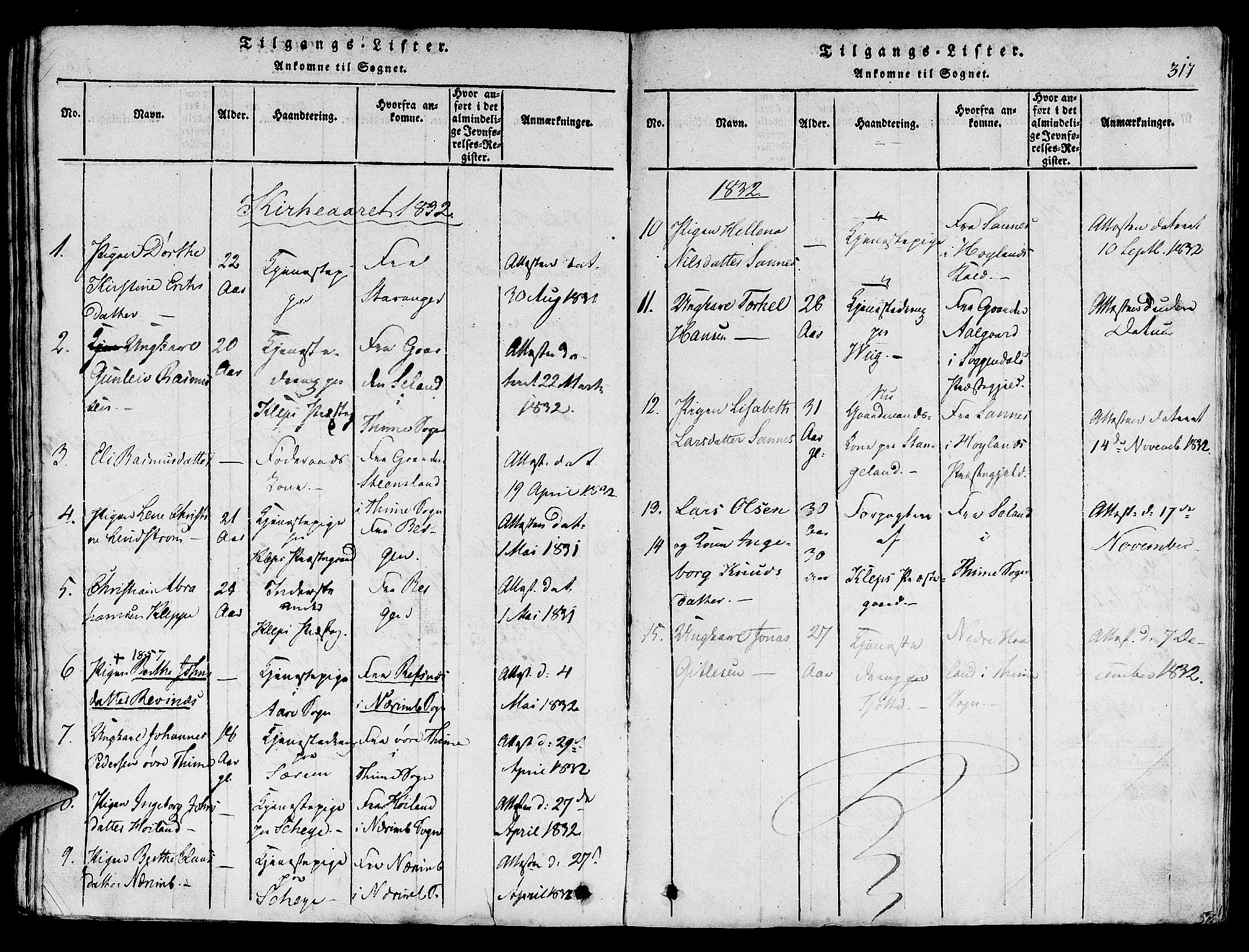 Klepp sokneprestkontor, AV/SAST-A-101803/001/3/30BA/L0002: Parish register (official) no. A 2, 1816-1833, p. 317