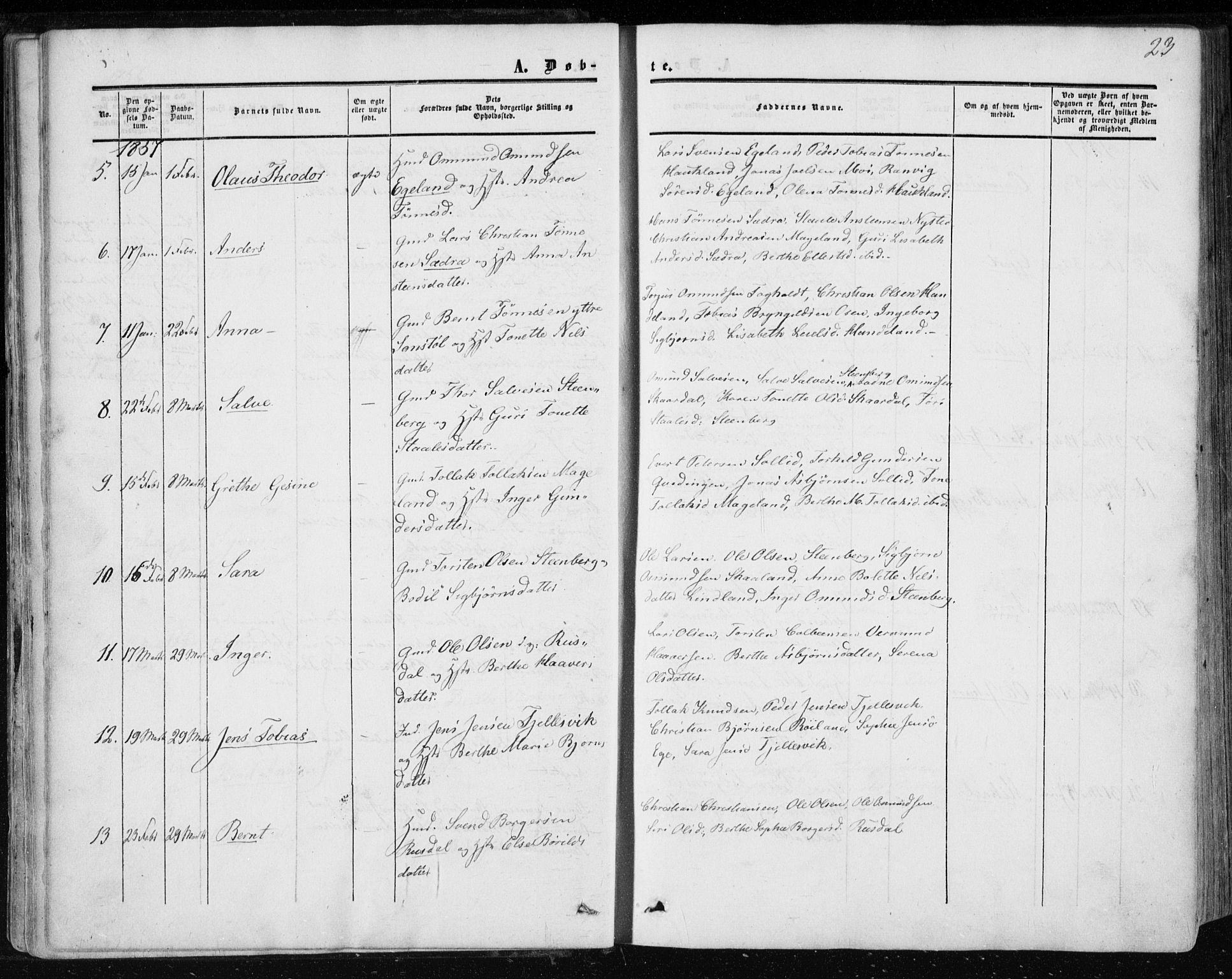 Lund sokneprestkontor, AV/SAST-A-101809/S06/L0009: Parish register (official) no. A 8, 1853-1877, p. 23