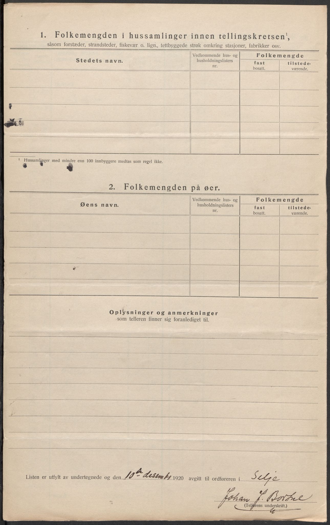 SAB, 1920 census for Selje, 1920, p. 48