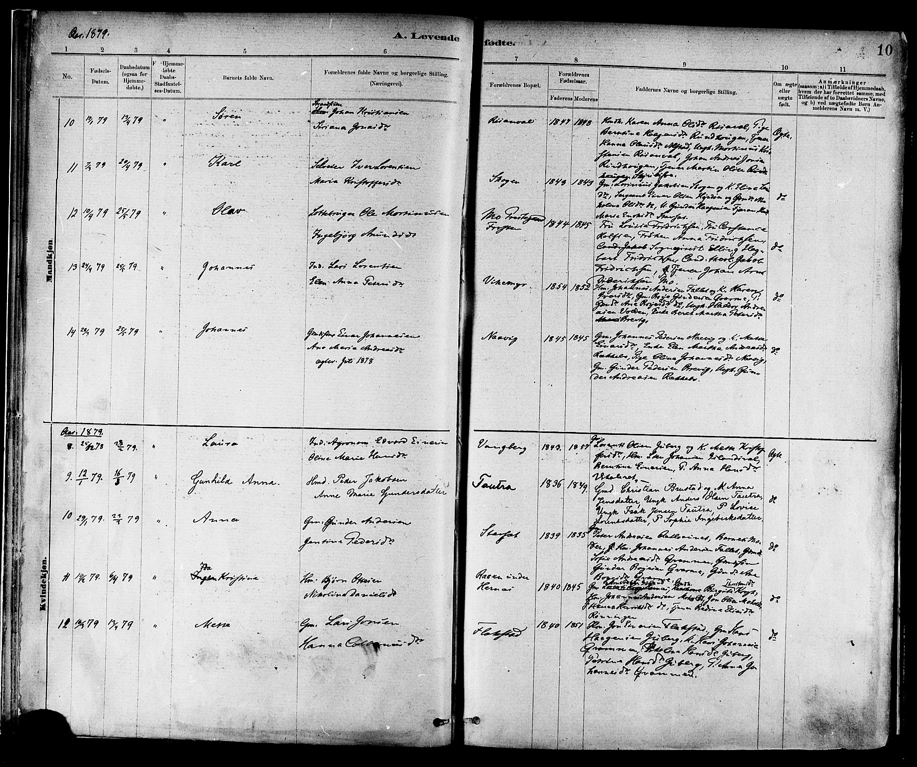 Ministerialprotokoller, klokkerbøker og fødselsregistre - Nord-Trøndelag, AV/SAT-A-1458/713/L0120: Parish register (official) no. 713A09, 1878-1887, p. 10