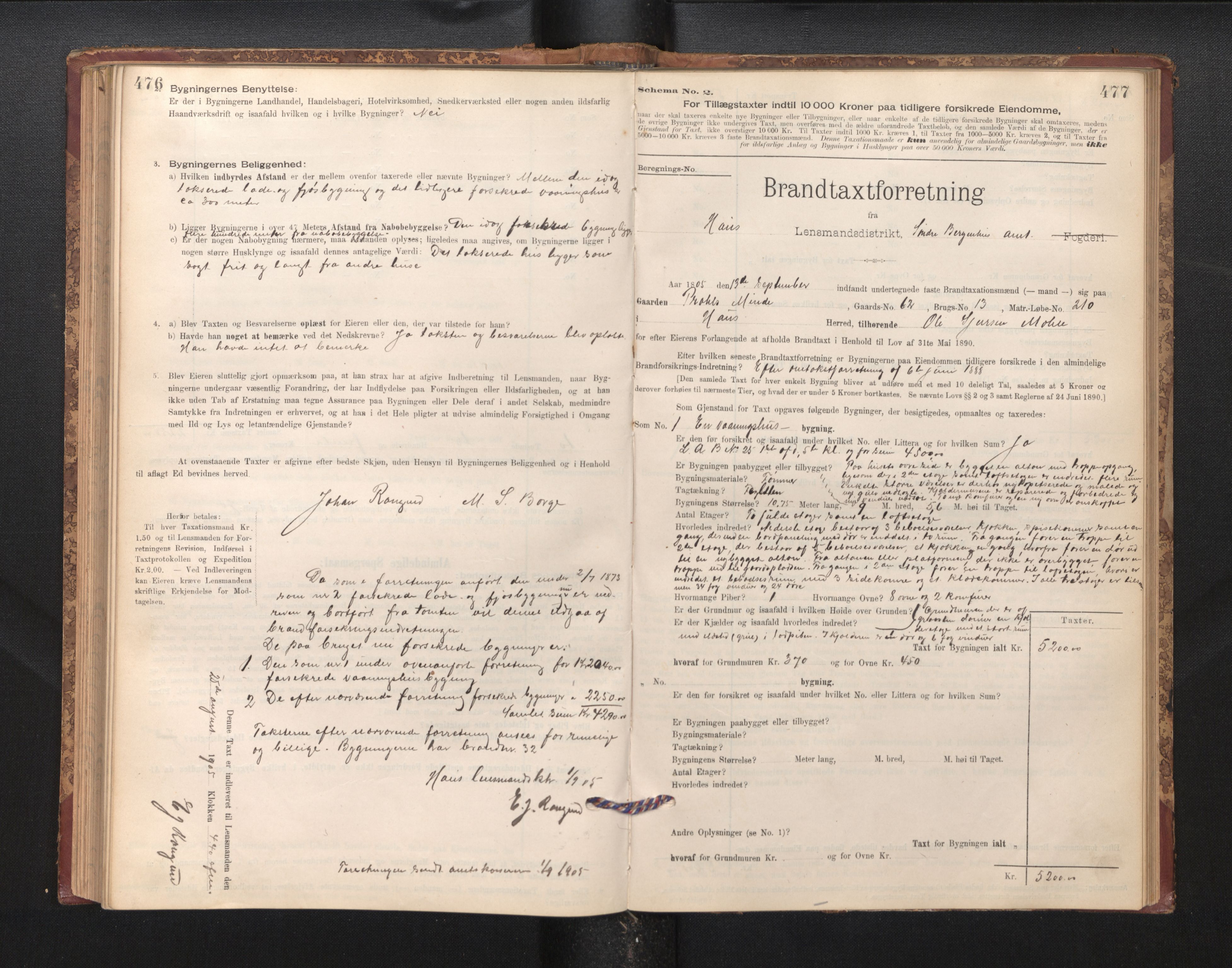 Lensmannen i Haus, AV/SAB-A-32701/0012/L0006: Branntakstprotokoll, skjematakst, 1895-1941, p. 476-477
