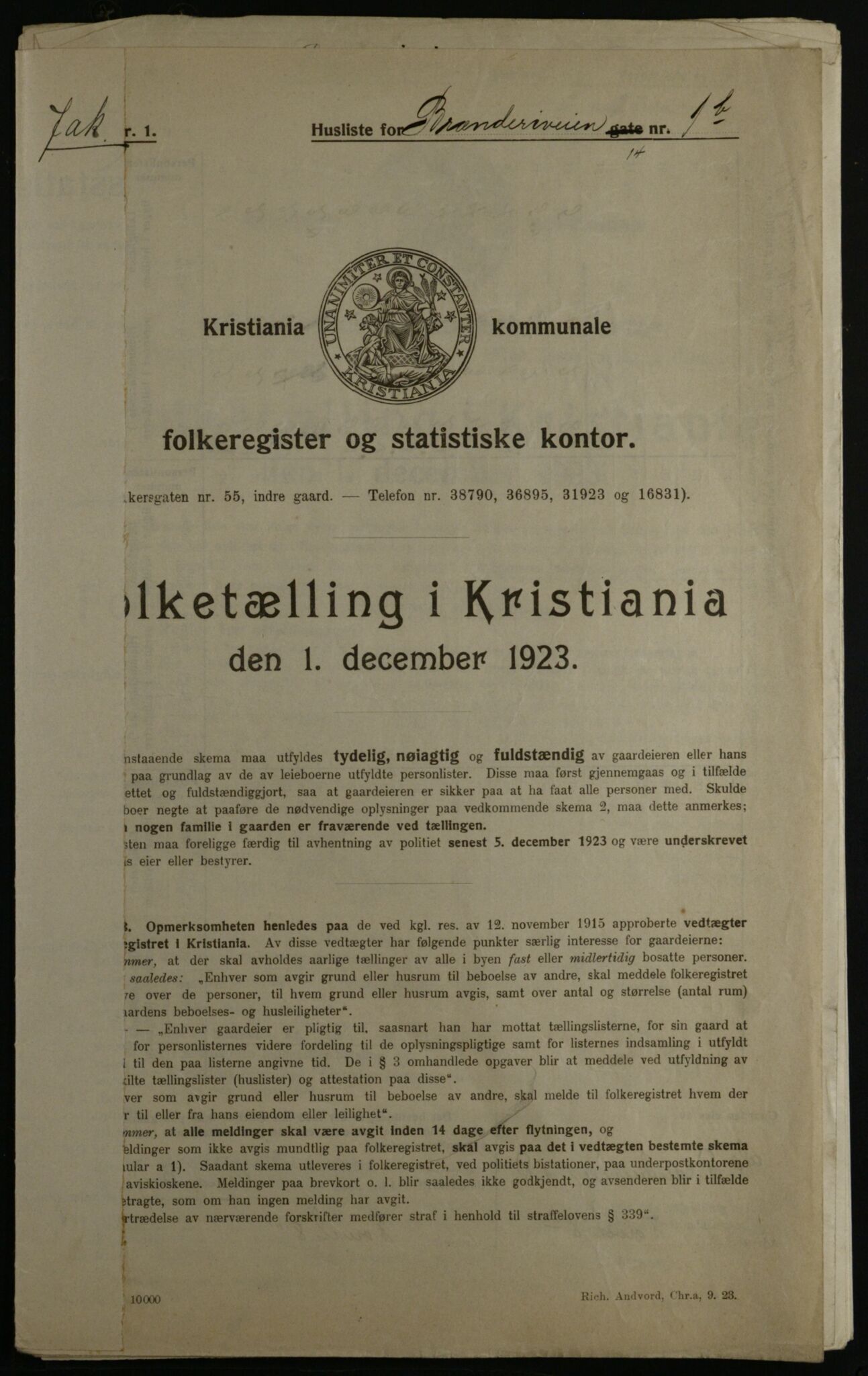 OBA, Municipal Census 1923 for Kristiania, 1923, p. 11050