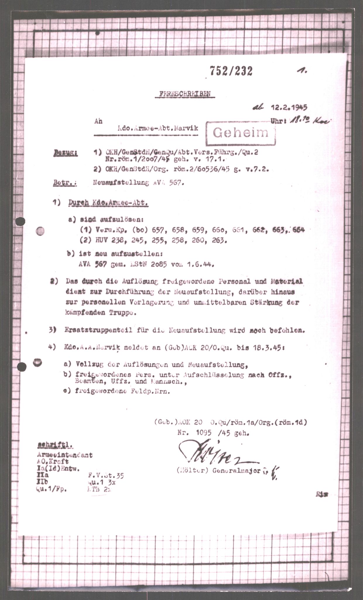 Forsvarets Overkommando. 2 kontor. Arkiv 11.4. Spredte tyske arkivsaker, AV/RA-RAFA-7031/D/Dar/Dara/L0003: Krigsdagbøker for 20. Gebirgs-Armee-Oberkommando (AOK 20), 1945, p. 28