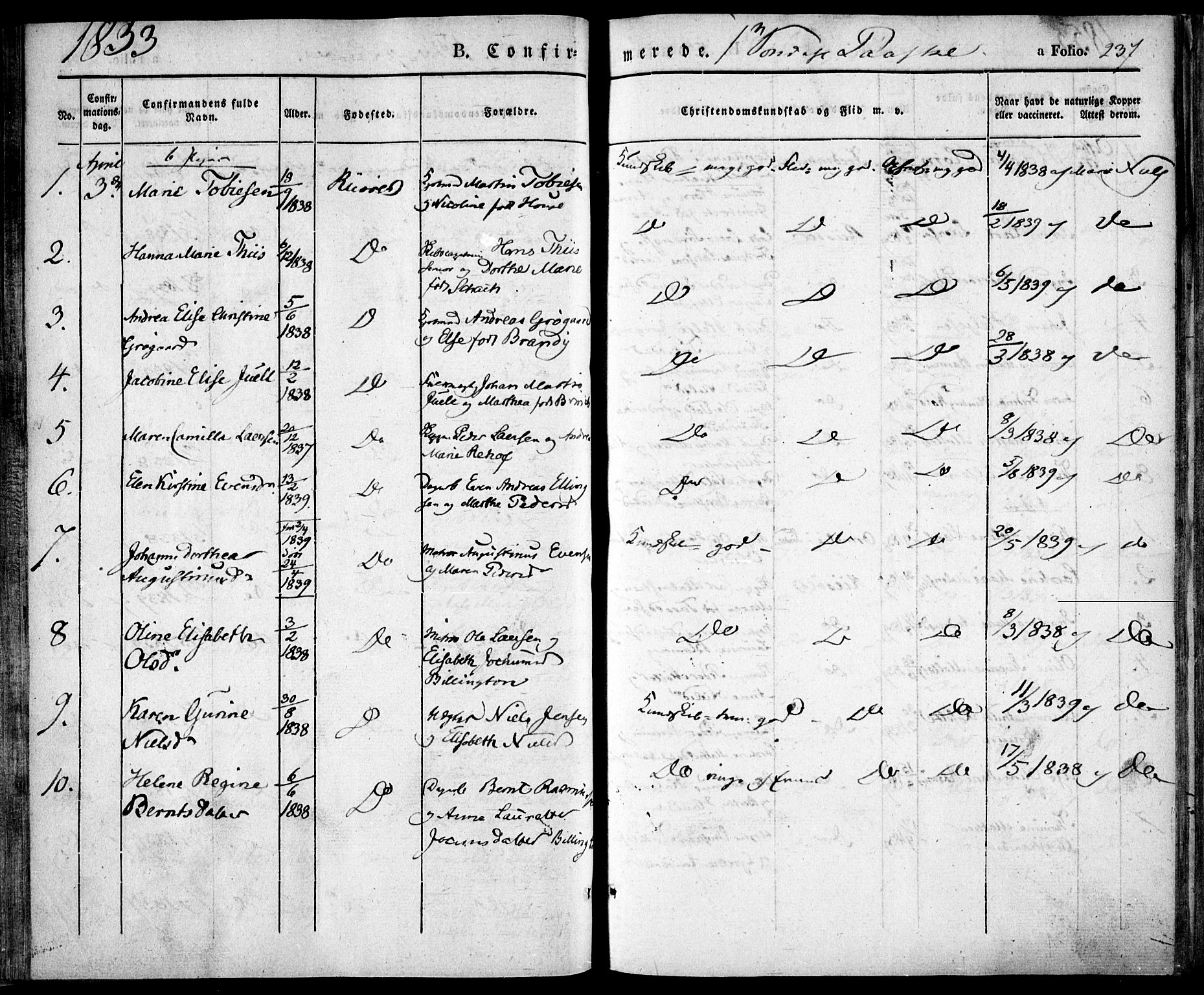 Risør sokneprestkontor, SAK/1111-0035/F/Fa/L0003: Parish register (official) no. A 3, 1838-1864, p. 237