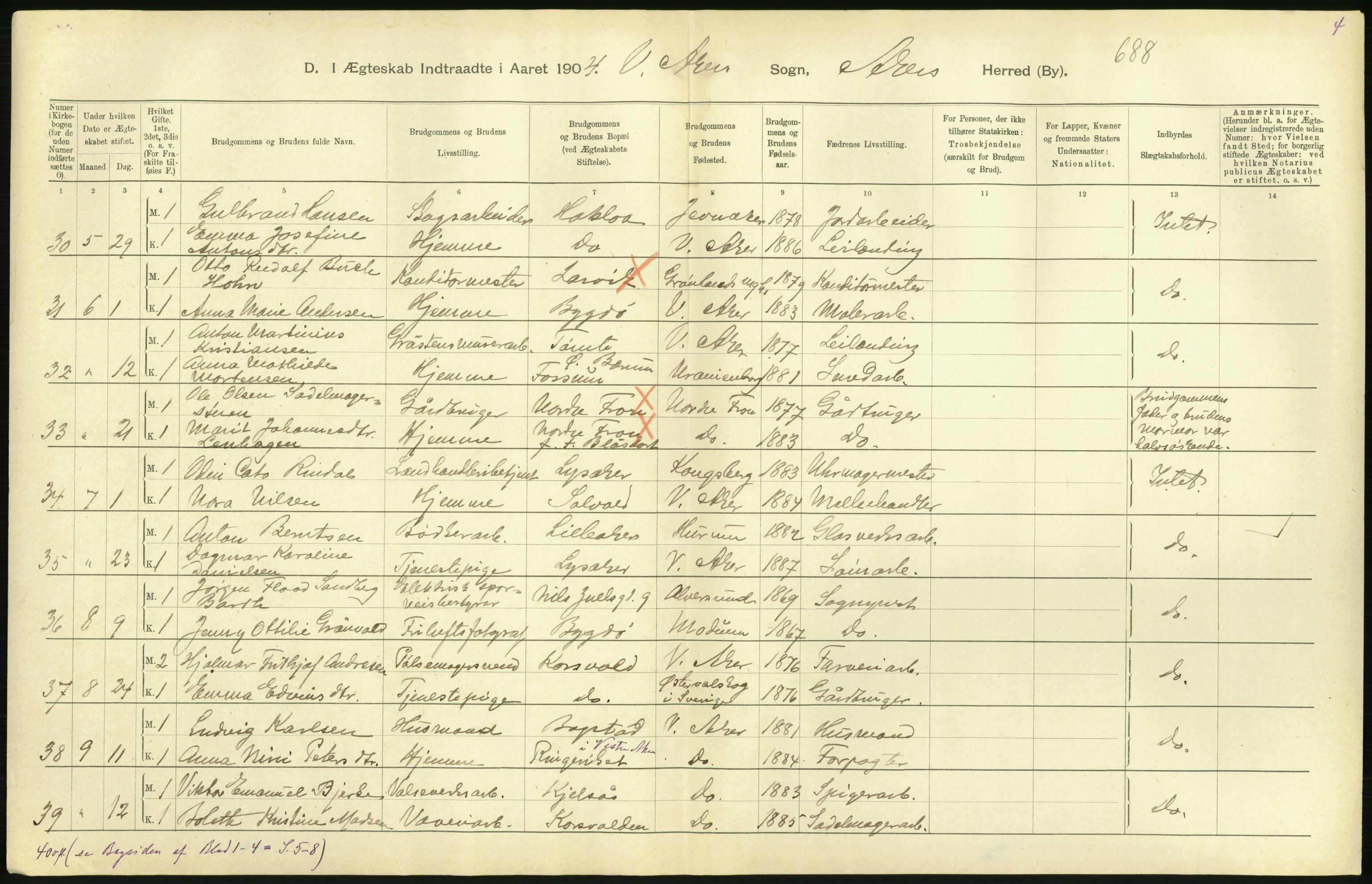 Statistisk sentralbyrå, Sosiodemografiske emner, Befolkning, AV/RA-S-2228/D/Df/Dfa/Dfab/L0002: Akershus amt: Fødte, gifte, døde, 1904, p. 546