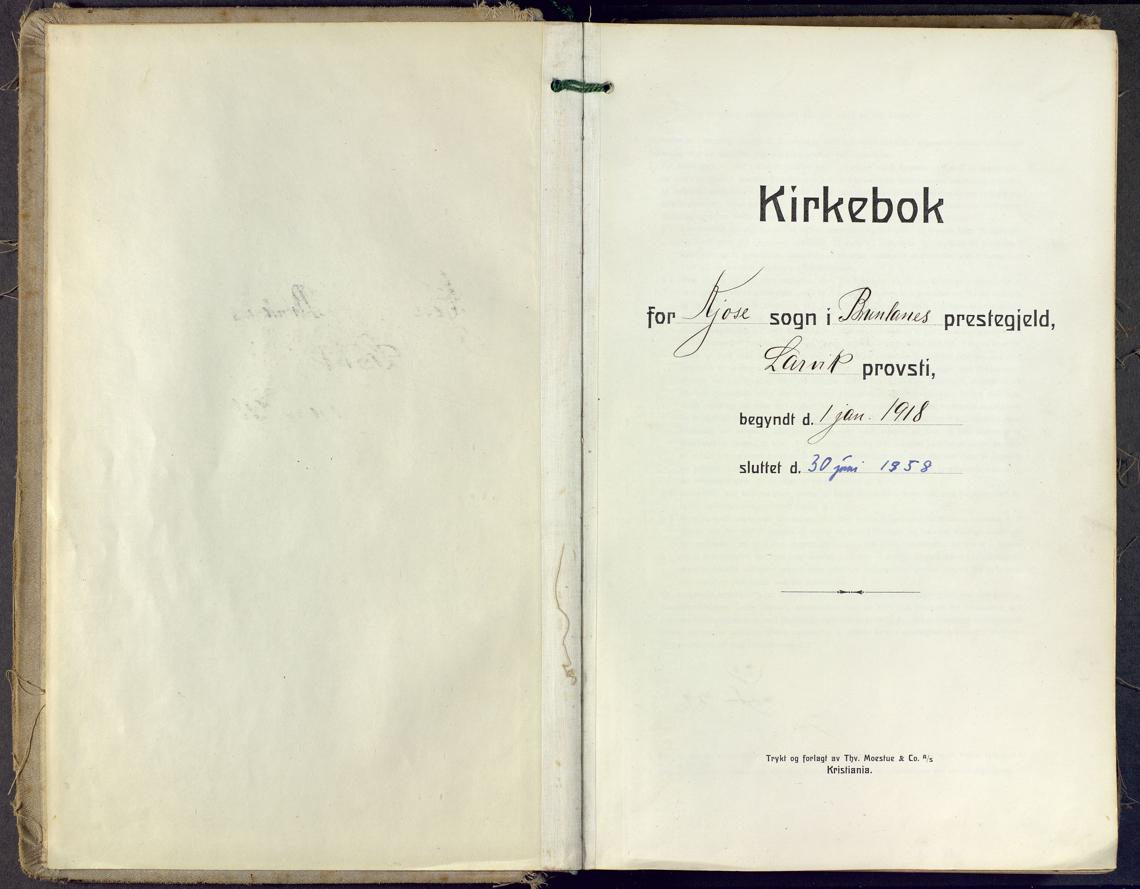 Brunlanes kirkebøker, AV/SAKO-A-342/F/Fd/L0002: Parish register (official) no. IV 2, 1918-1958