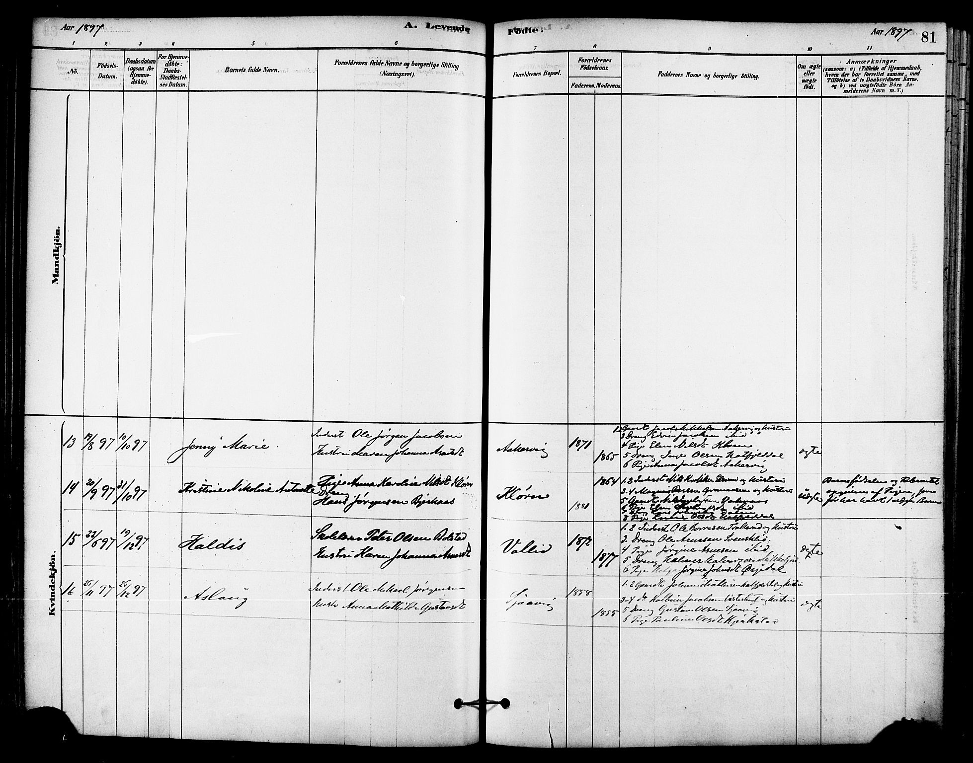 Ministerialprotokoller, klokkerbøker og fødselsregistre - Nordland, AV/SAT-A-1459/823/L0325: Parish register (official) no. 823A02, 1878-1898, p. 81