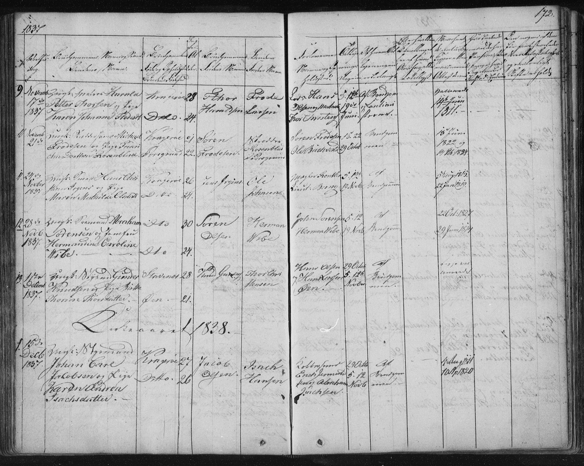 Kragerø kirkebøker, SAKO/A-278/F/Fa/L0005: Parish register (official) no. 5, 1832-1847, p. 172