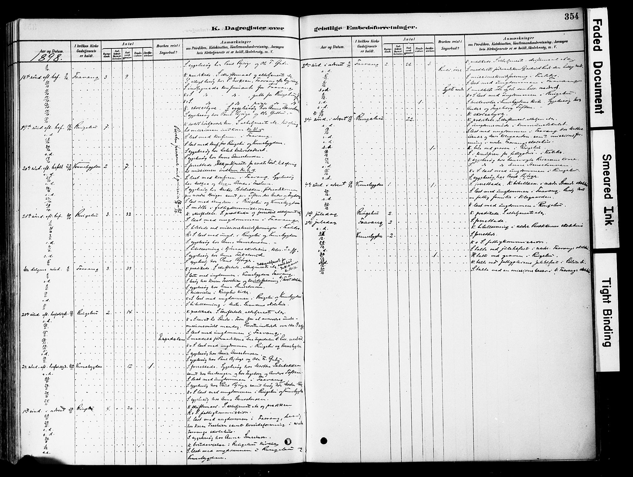 Ringebu prestekontor, AV/SAH-PREST-082/H/Ha/Haa/L0008: Parish register (official) no. 8, 1878-1898, p. 354