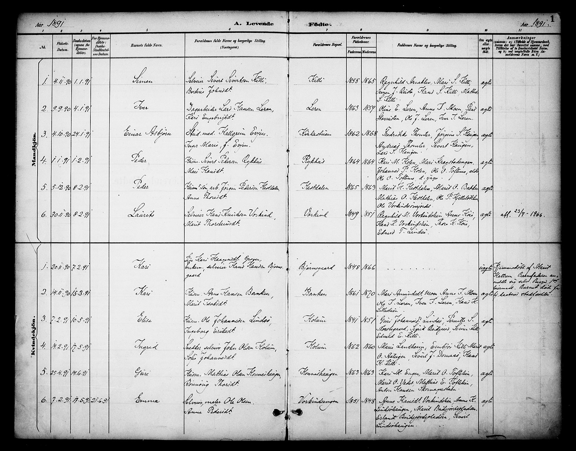 Dovre prestekontor, SAH/PREST-066/H/Ha/Haa/L0003: Parish register (official) no. 3, 1891-1901