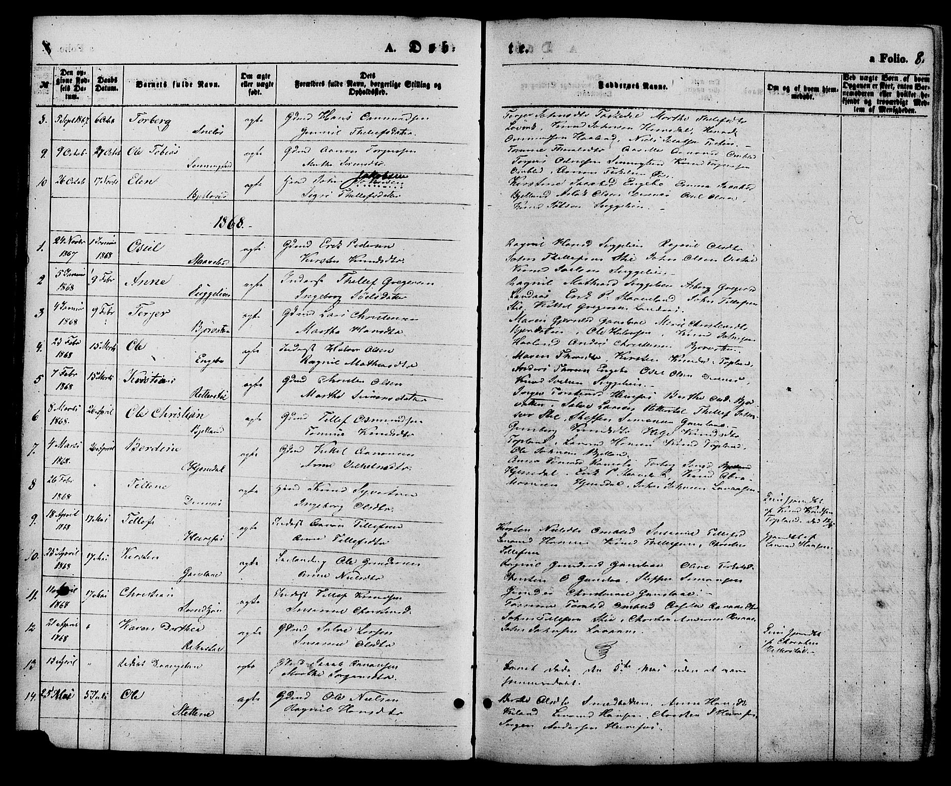 Herefoss sokneprestkontor, AV/SAK-1111-0019/F/Fa/Faa/L0002: Parish register (official) no. A 2, 1861-1886, p. 8