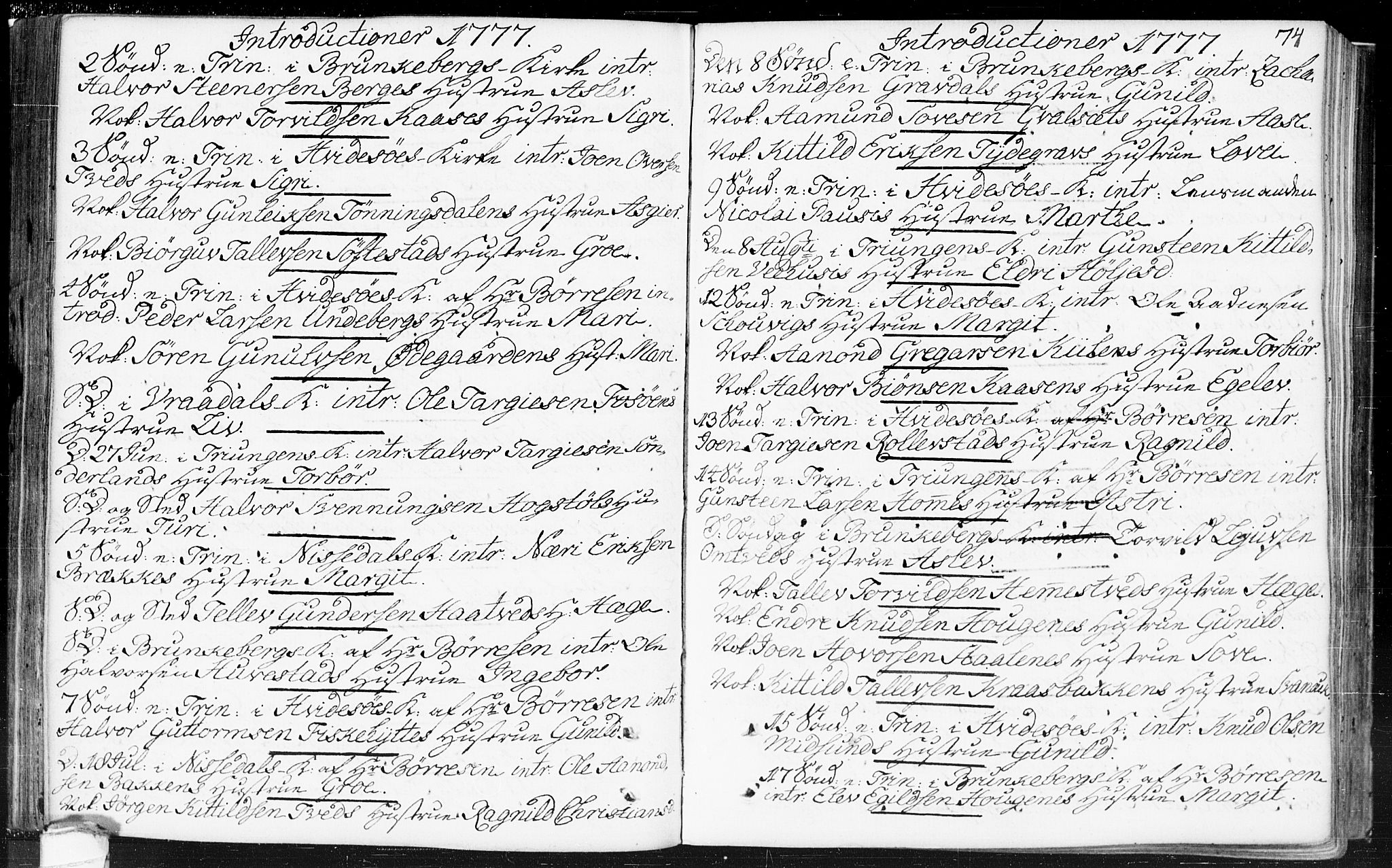 Kviteseid kirkebøker, SAKO/A-276/F/Fa/L0002: Parish register (official) no. I 2, 1773-1786, p. 74