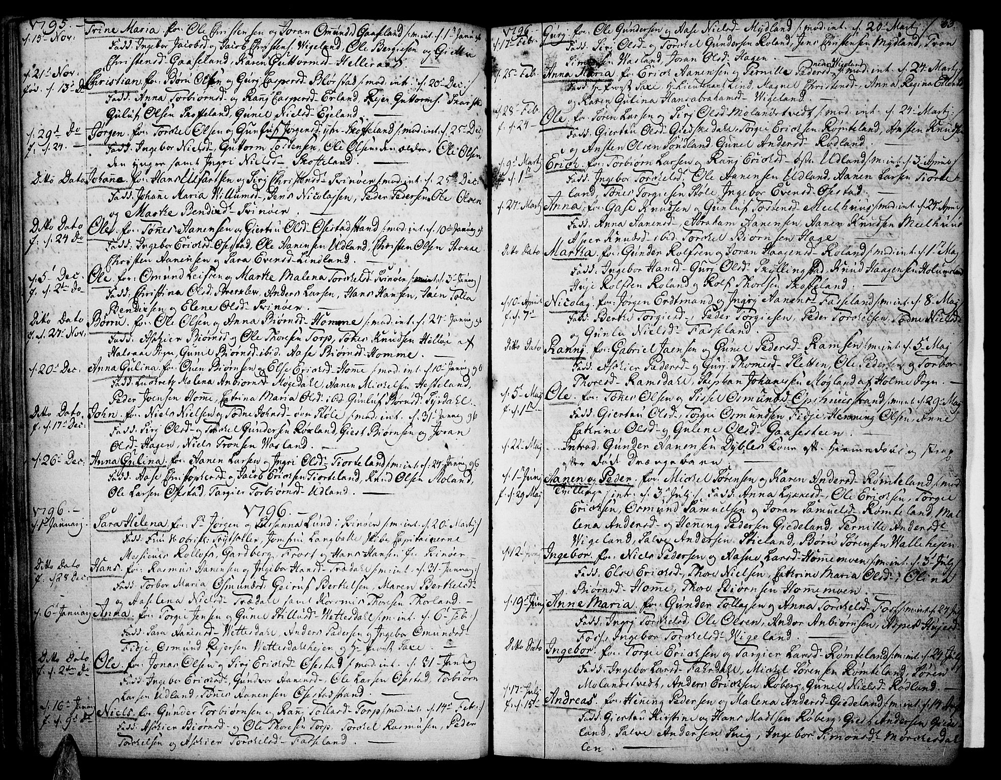 Sør-Audnedal sokneprestkontor, AV/SAK-1111-0039/F/Fa/Fab/L0002: Parish register (official) no. A 2 /1, 1766-1815, p. 63