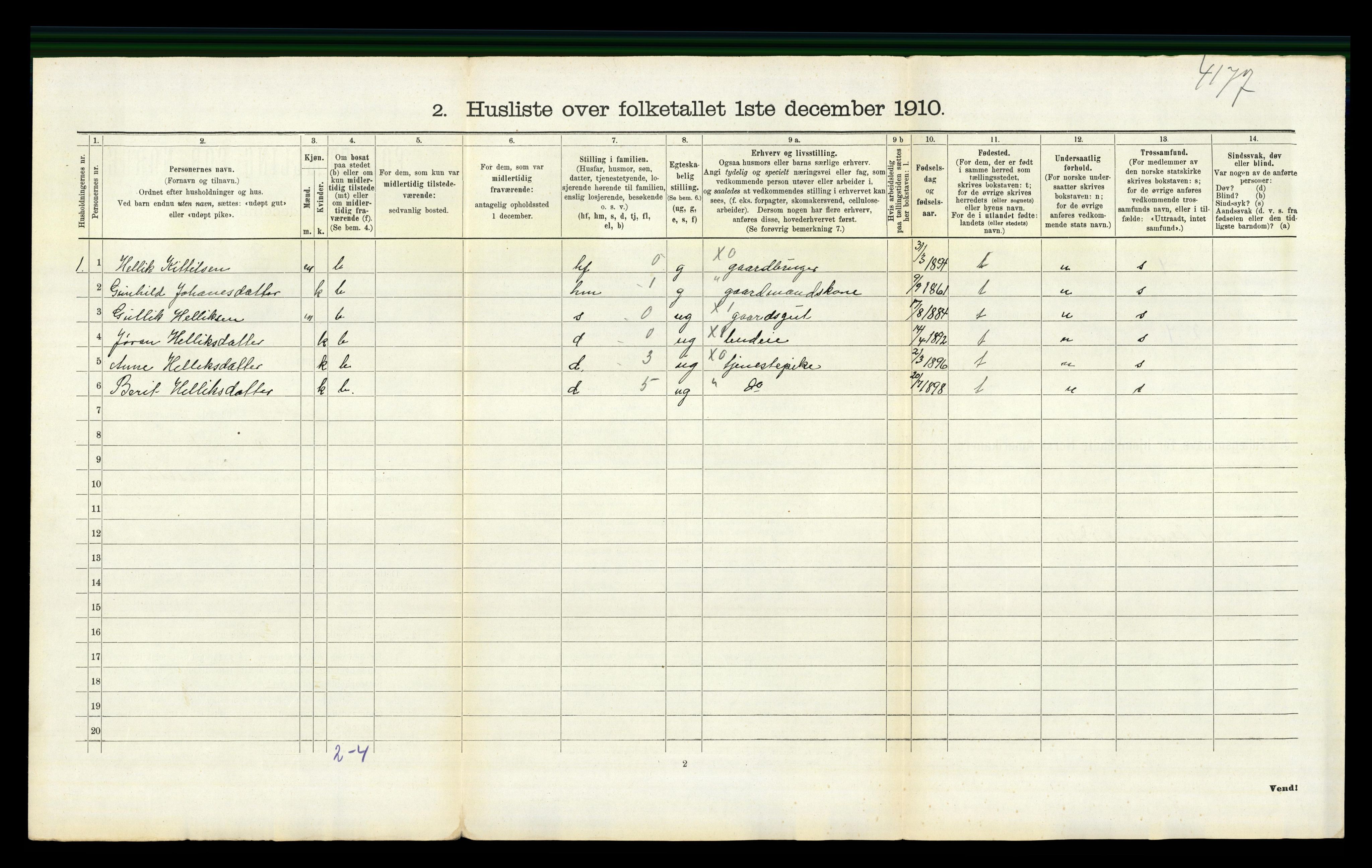 RA, 1910 census for Flesberg, 1910, p. 804