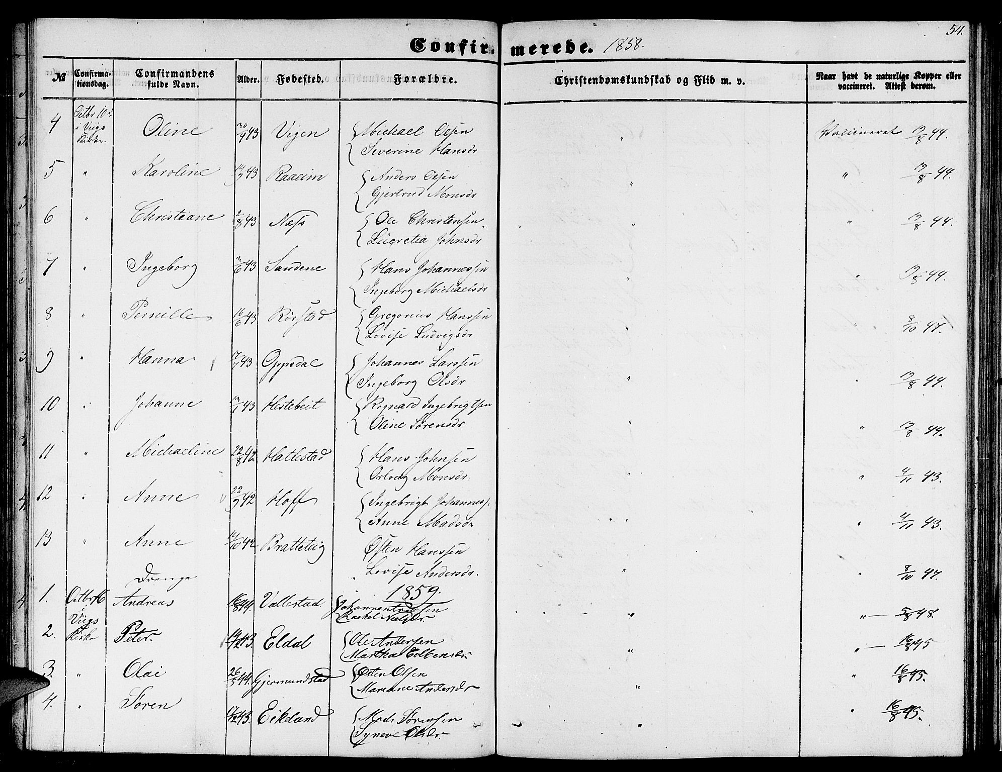Gaular sokneprestembete, SAB/A-80001/H/Hab: Parish register (copy) no. C 1, 1853-1877, p. 54