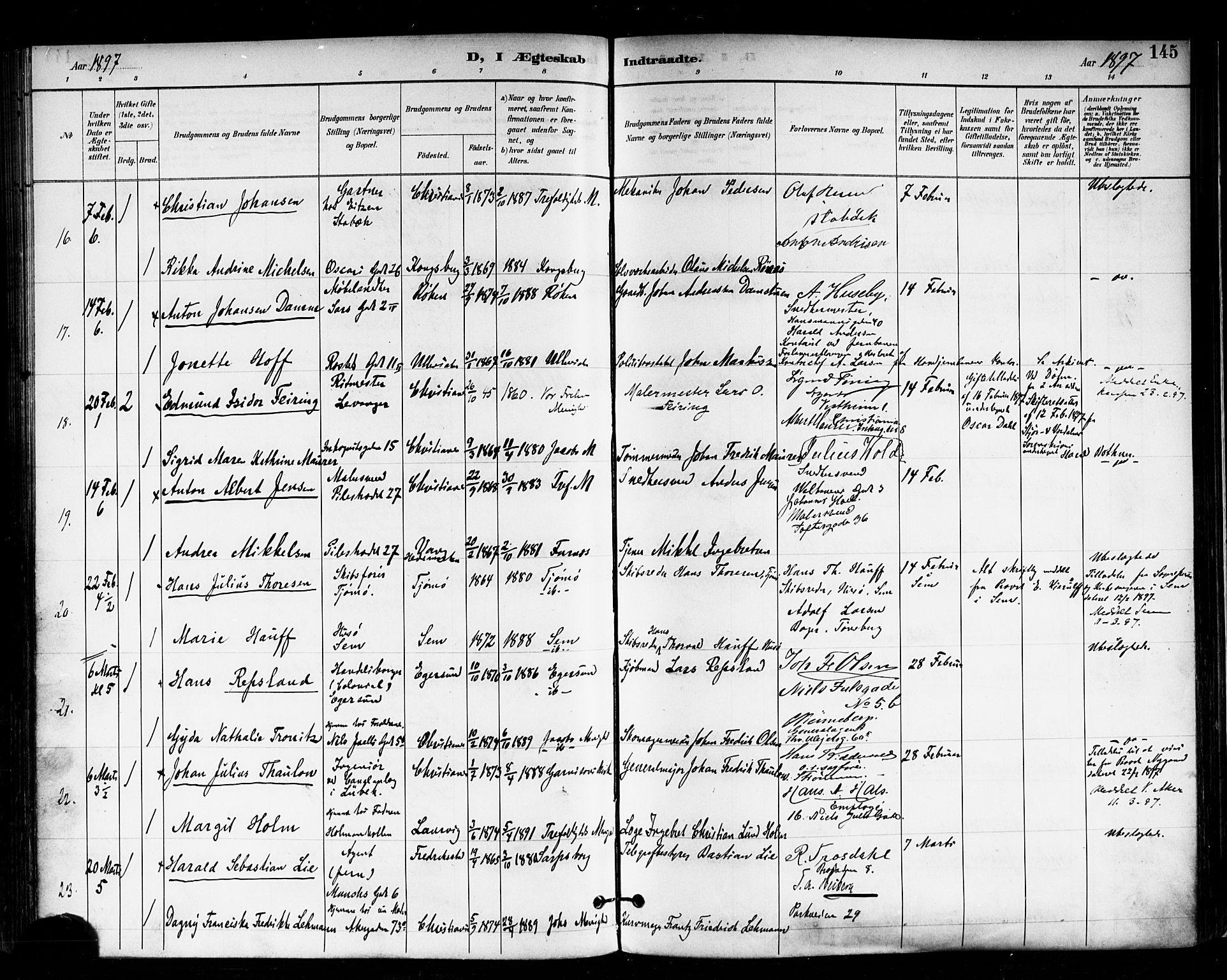 Trefoldighet prestekontor Kirkebøker, SAO/A-10882/F/Fc/L0004: Parish register (official) no. III 4, 1891-1900, p. 145