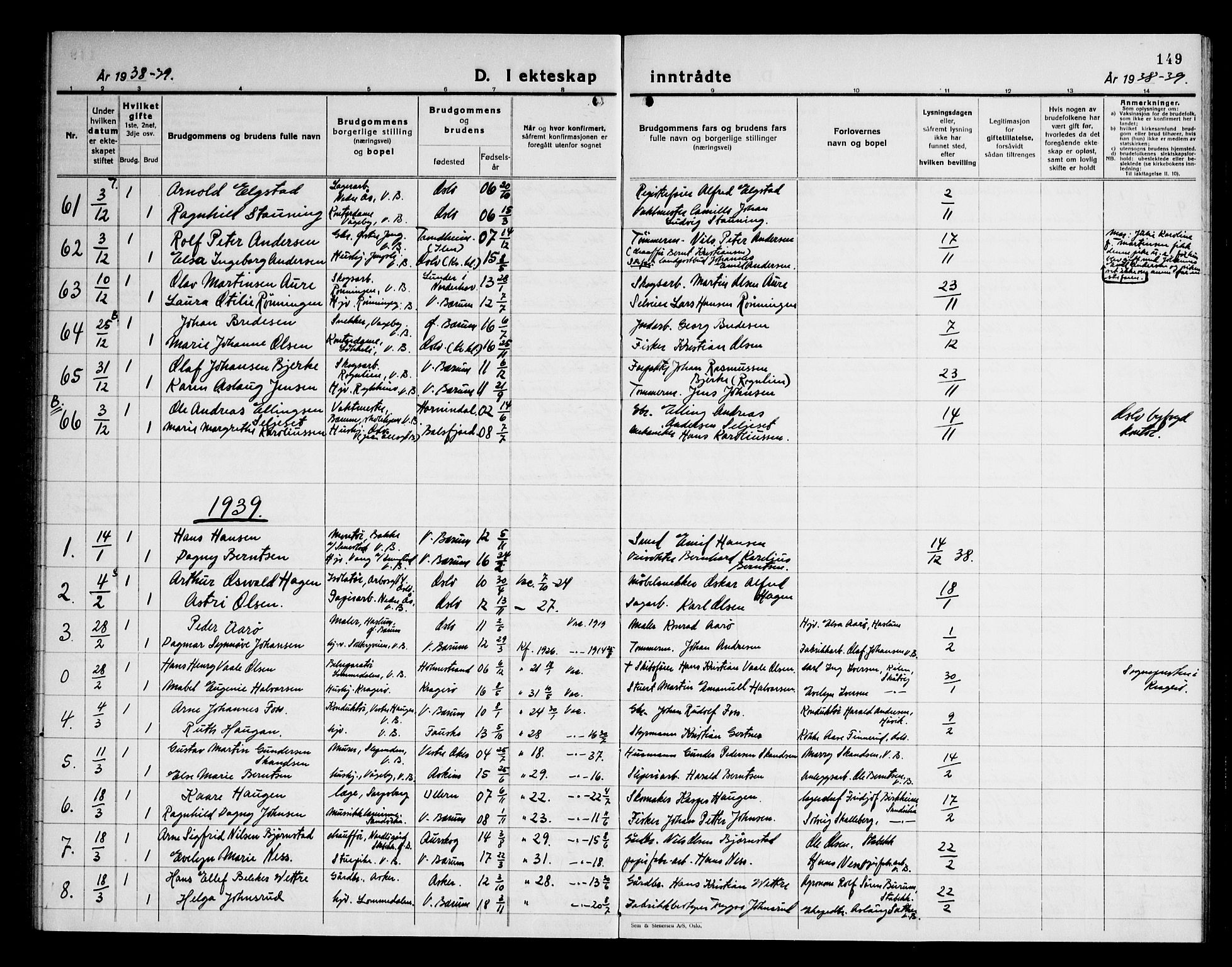 Vestre Bærum prestekontor Kirkebøker, AV/SAO-A-10209a/G/L0002: Parish register (copy) no. 2, 1931-1947, p. 149