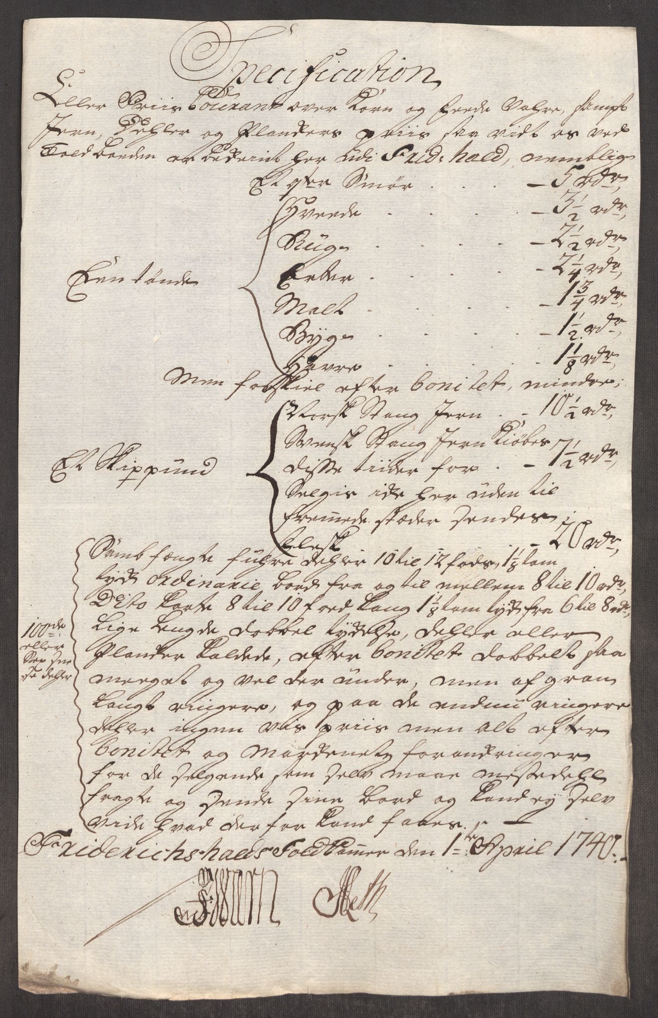 Rentekammeret inntil 1814, Realistisk ordnet avdeling, AV/RA-EA-4070/Oe/L0002: [Ø1]: Priskuranter, 1740-1744, p. 9