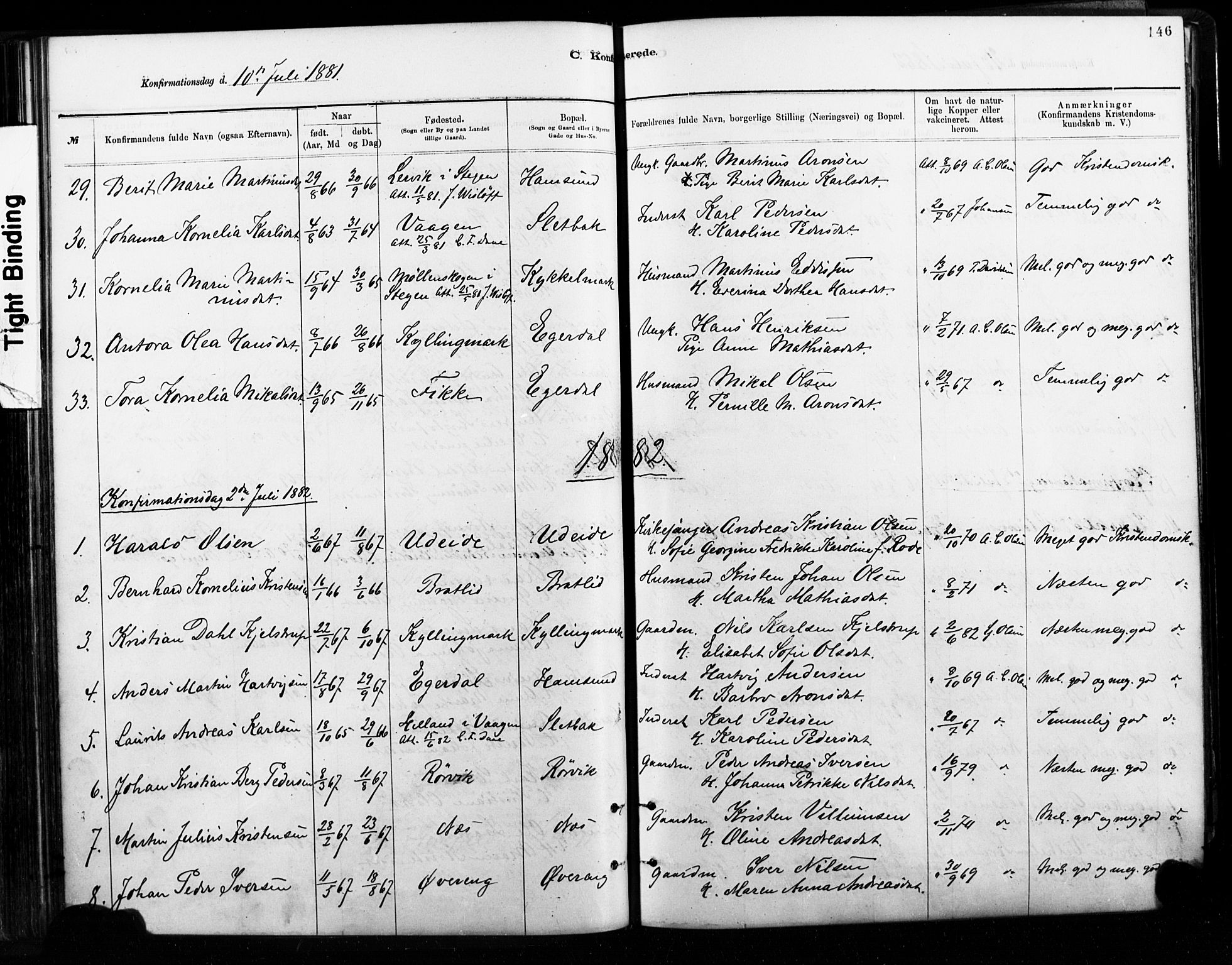 Ministerialprotokoller, klokkerbøker og fødselsregistre - Nordland, AV/SAT-A-1459/859/L0846: Parish register (official) no. 859A06, 1878-1889, p. 146