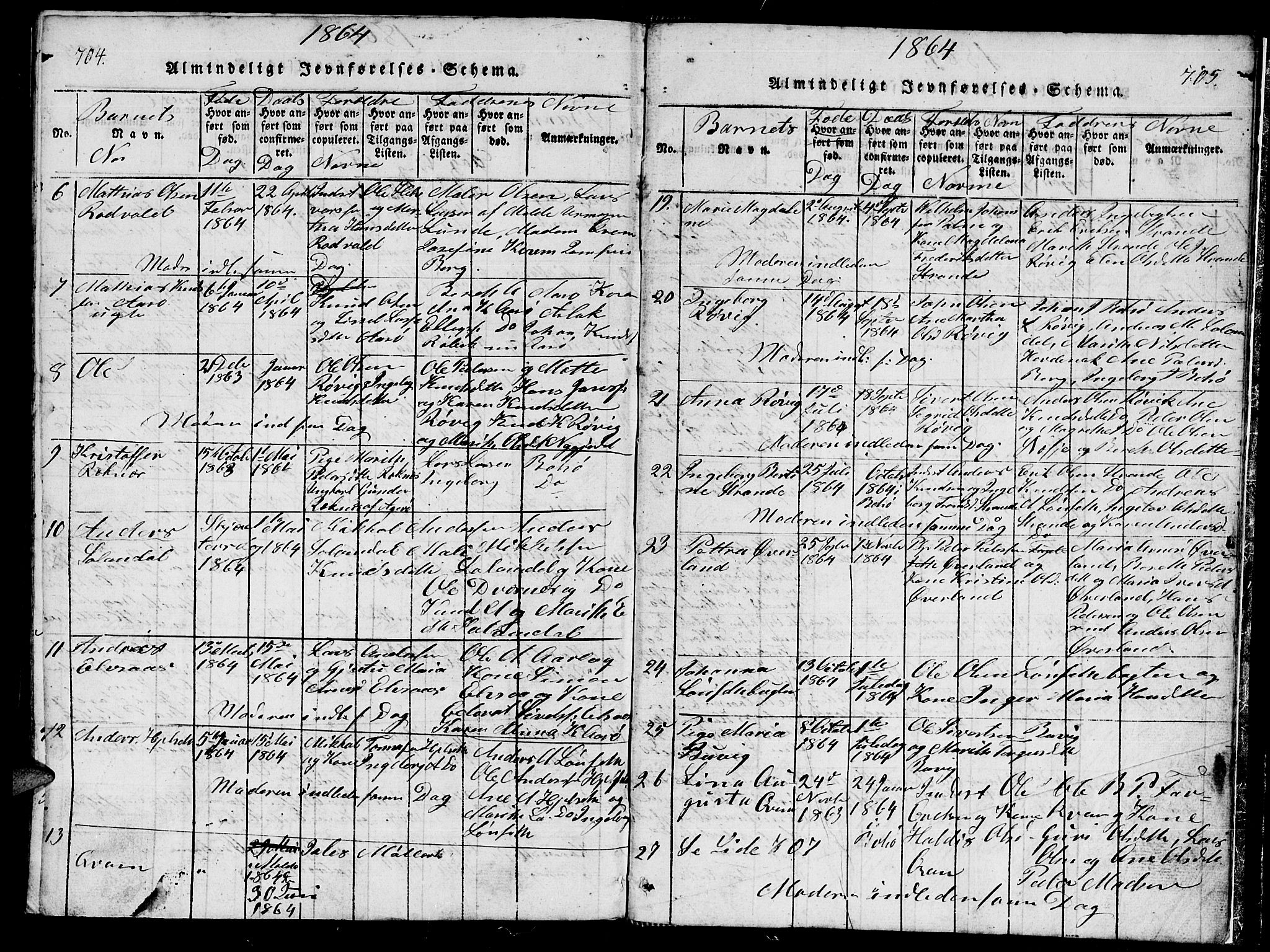 Ministerialprotokoller, klokkerbøker og fødselsregistre - Møre og Romsdal, AV/SAT-A-1454/555/L0665: Parish register (copy) no. 555C01, 1818-1868, p. 704-705