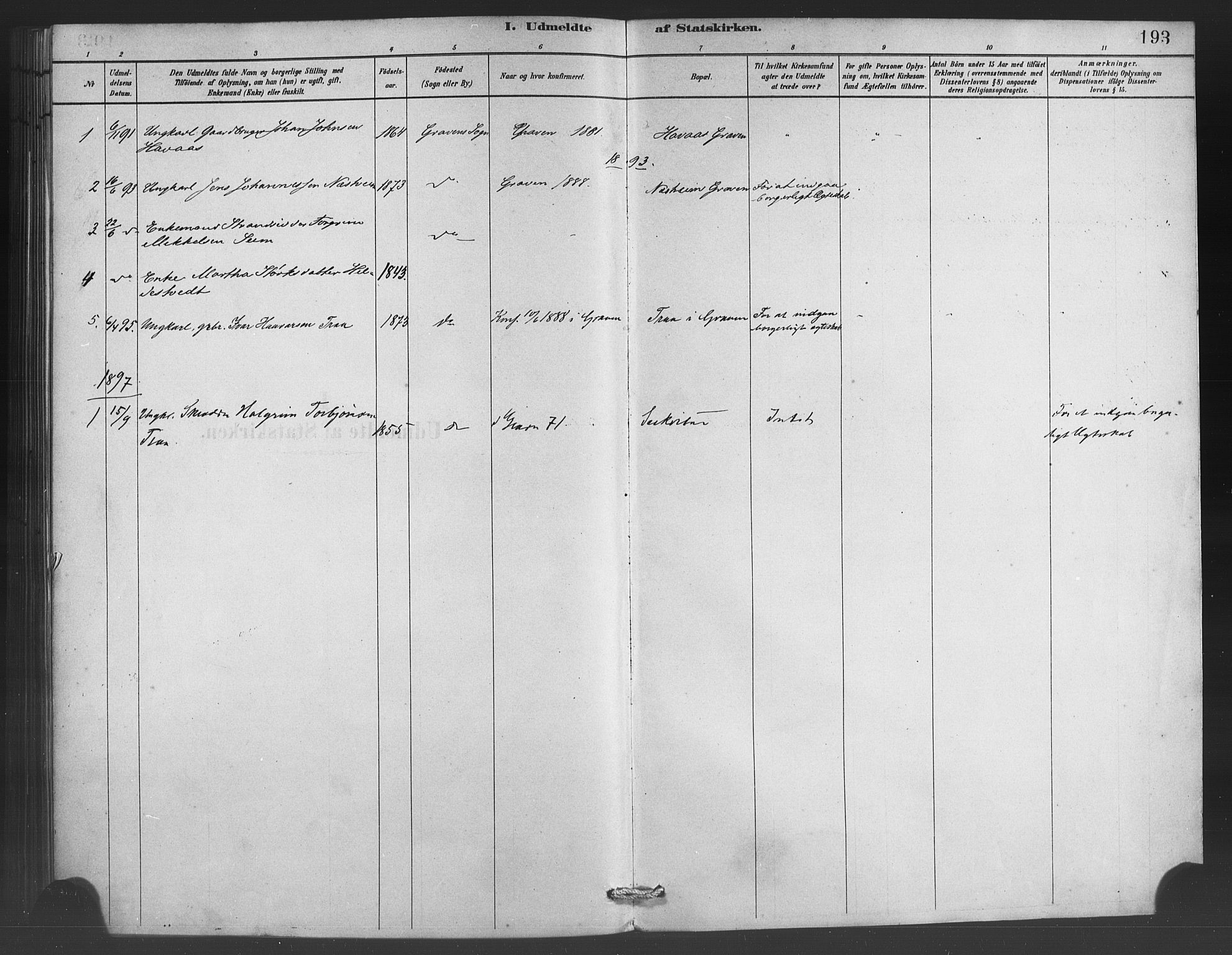 Ulvik sokneprestembete, SAB/A-78801/H/Haa: Parish register (official) no. C 1, 1878-1903, p. 193