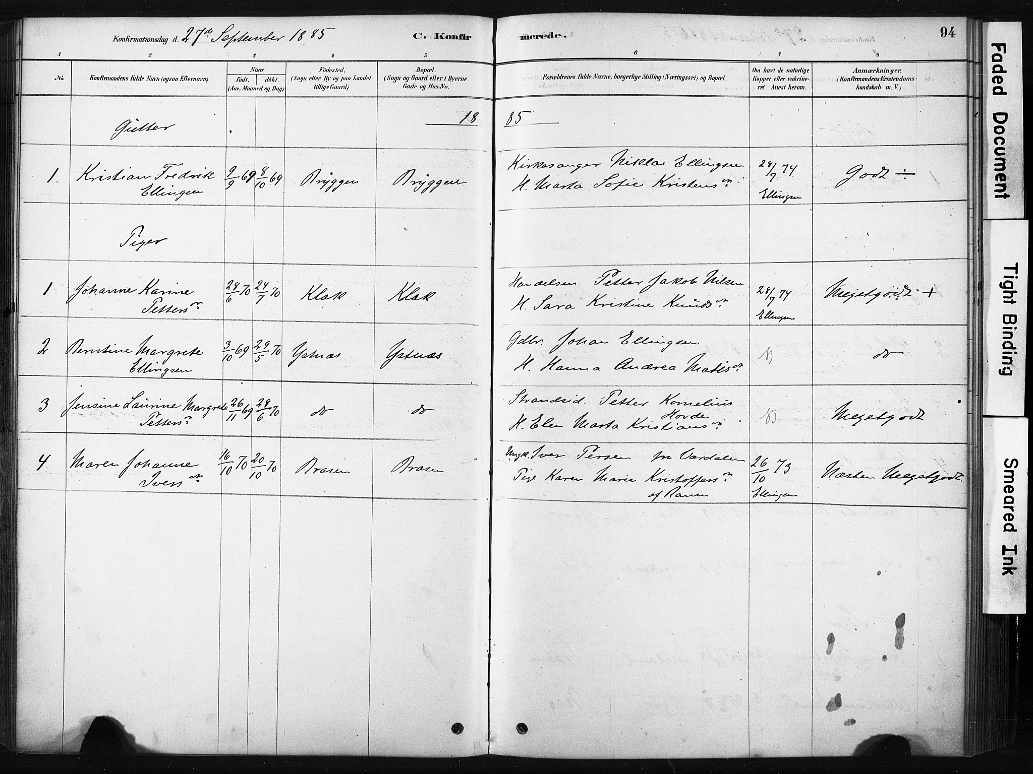 Ministerialprotokoller, klokkerbøker og fødselsregistre - Nordland, AV/SAT-A-1459/808/L0128: Parish register (official) no. 808A01, 1880-1902, p. 94