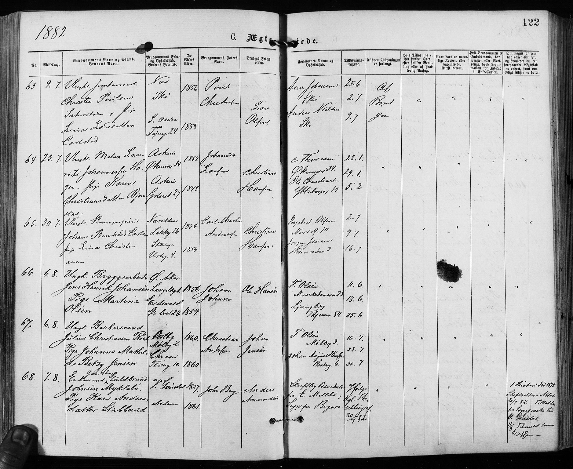 Grønland prestekontor Kirkebøker, SAO/A-10848/F/Fa/L0006: Parish register (official) no. 6, 1877-1886, p. 122