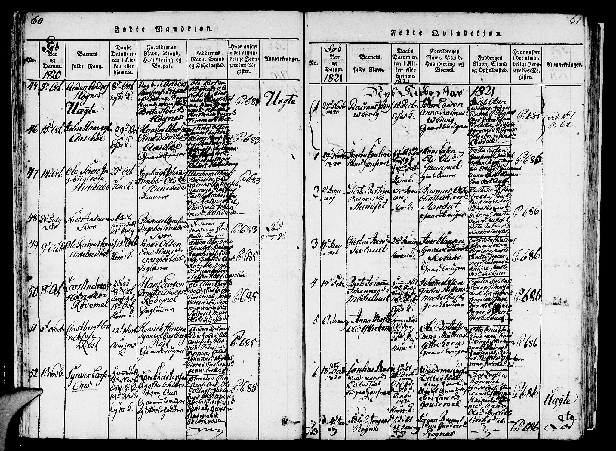 Eid sokneprestembete, SAB/A-82301/H/Haa/Haaa/L0005: Parish register (official) no. A 5, 1816-1830, p. 60-61