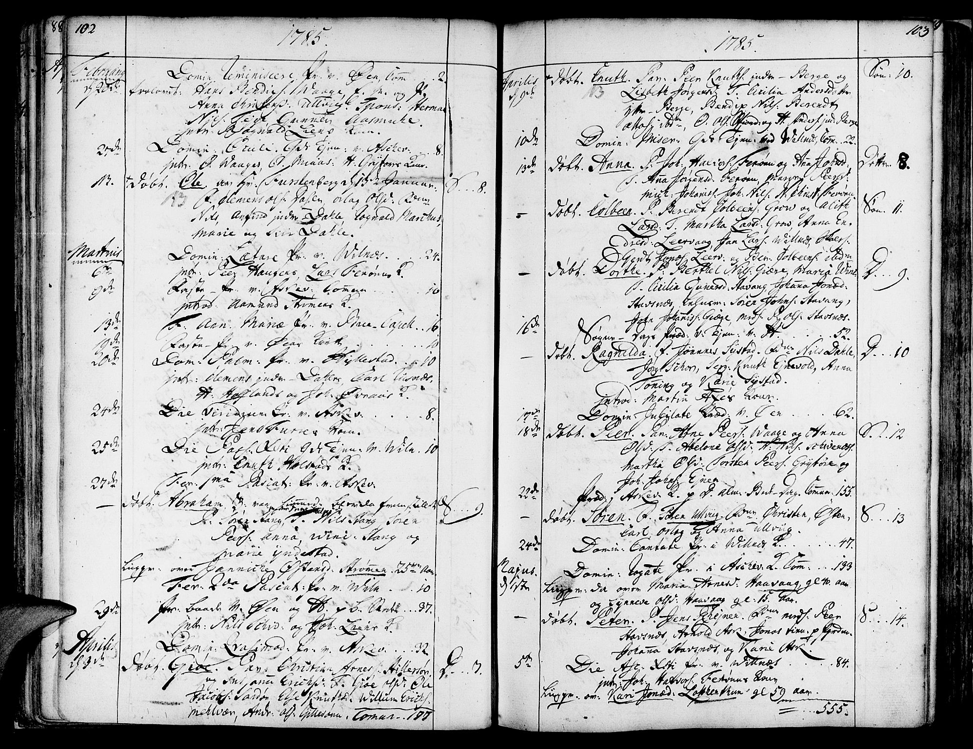 Askvoll sokneprestembete, SAB/A-79501/H/Haa/Haaa/L0009: Parish register (official) no. A 9, 1776-1821, p. 102-103