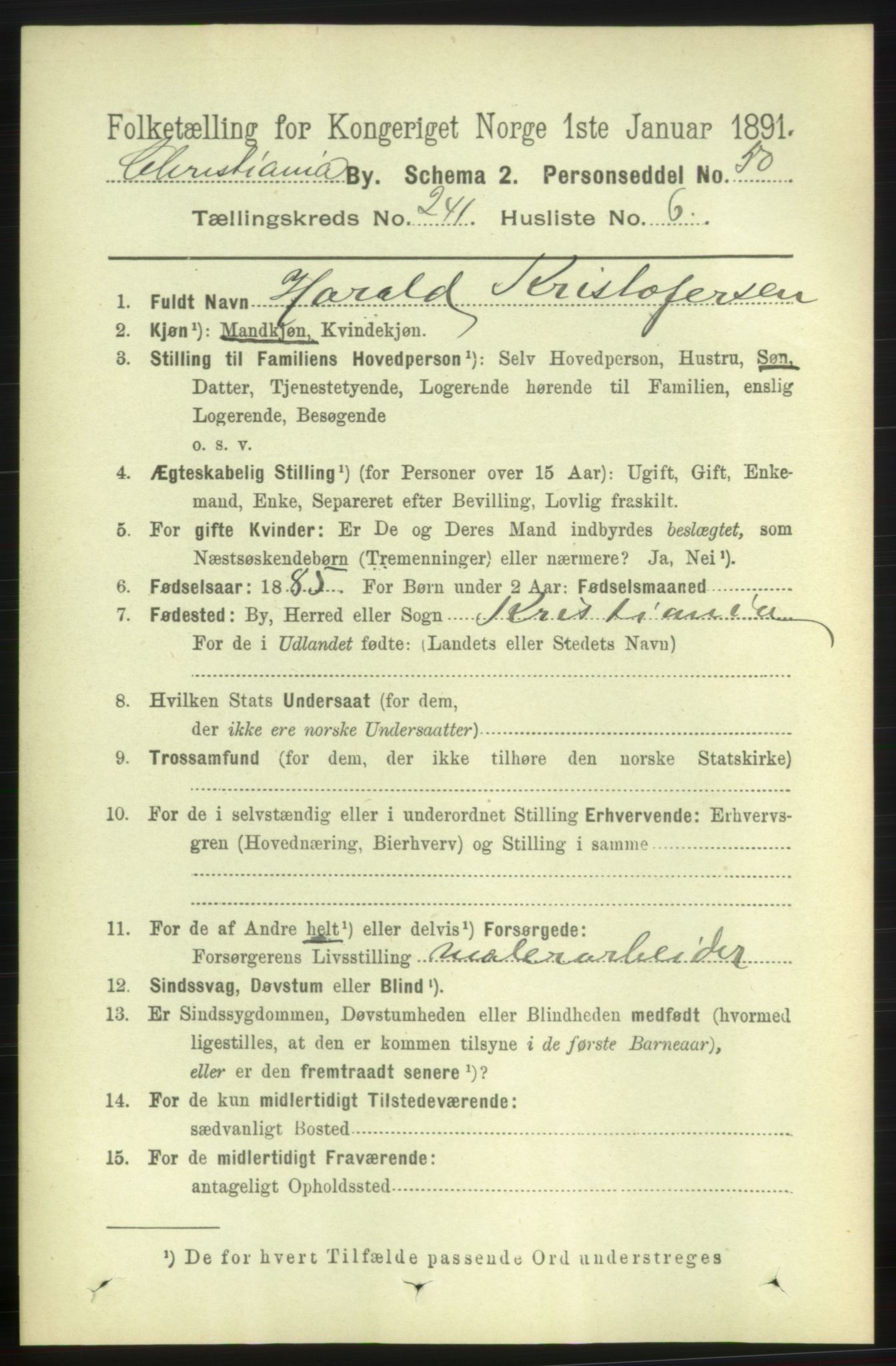 RA, 1891 census for 0301 Kristiania, 1891, p. 141872