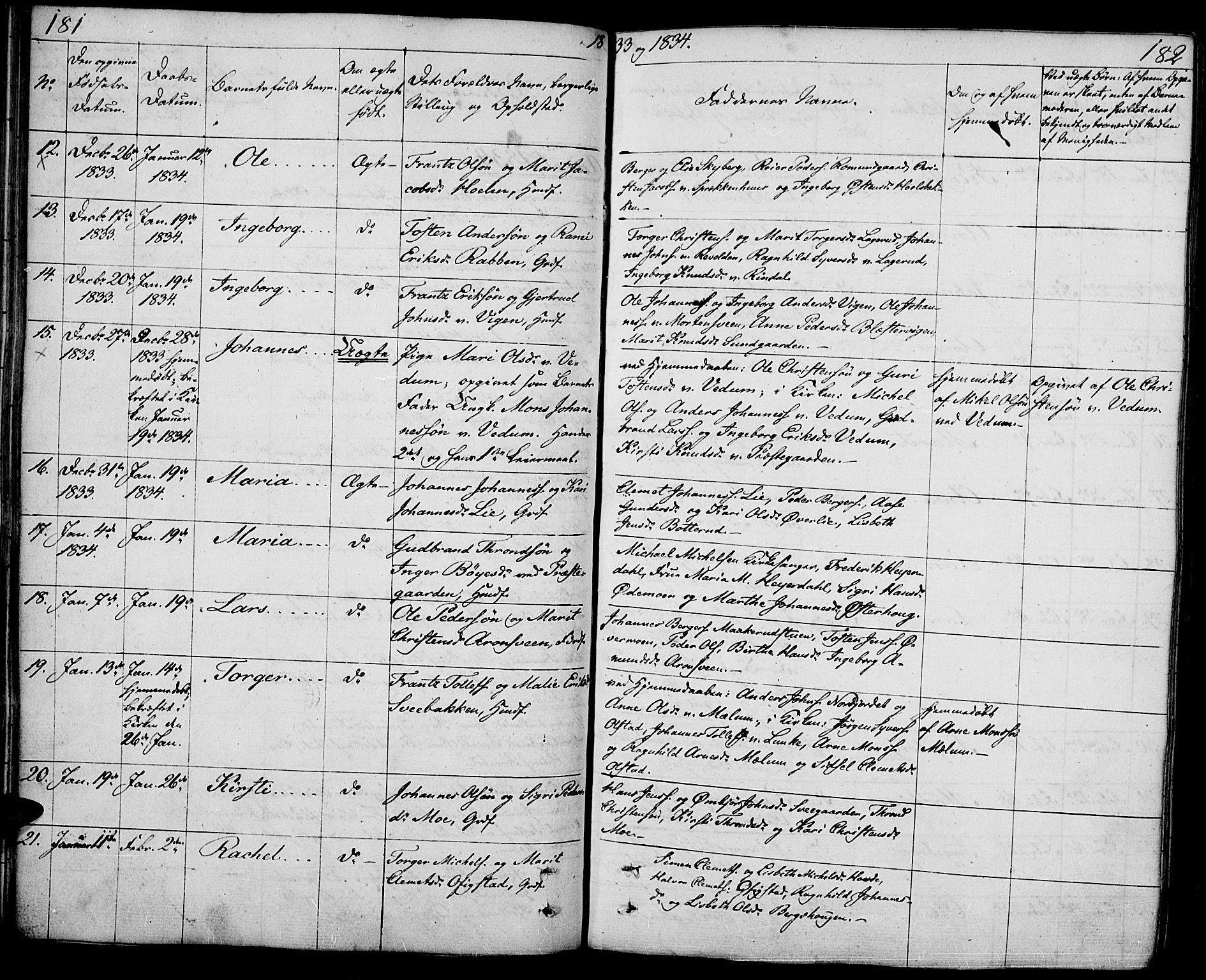 Øyer prestekontor, AV/SAH-PREST-084/H/Ha/Haa/L0004: Parish register (official) no. 4, 1824-1841, p. 181-182