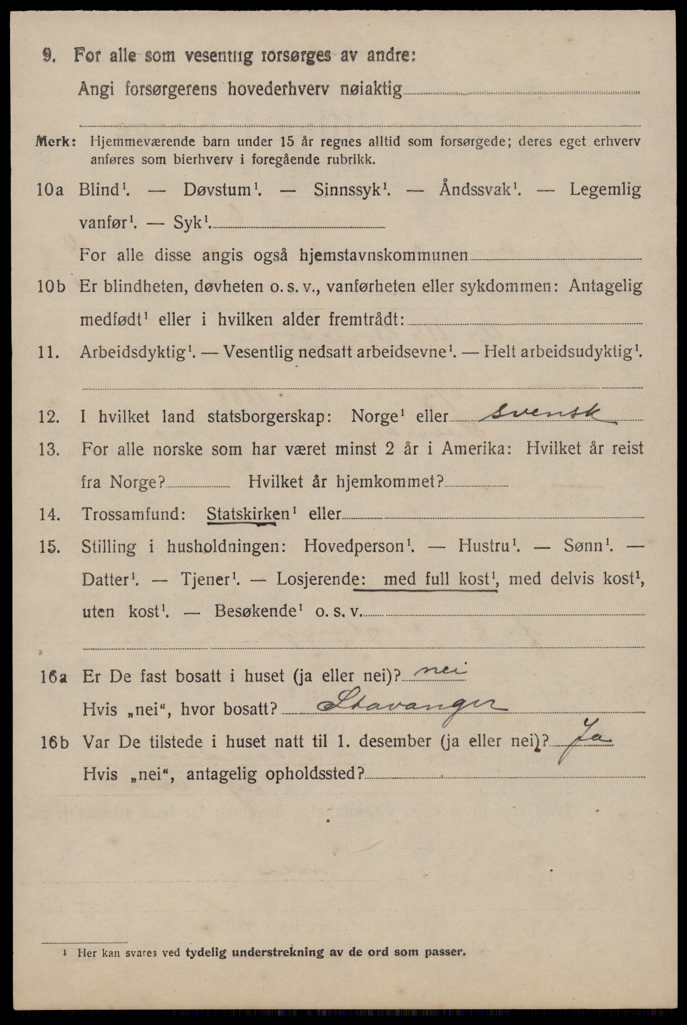 SAST, 1920 census for Bjerkreim, 1920, p. 3055